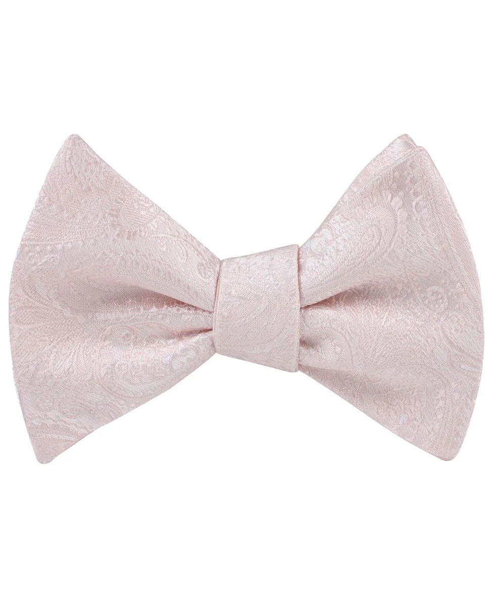 Nude Pink Paisley Self Bow Tie - Image 2