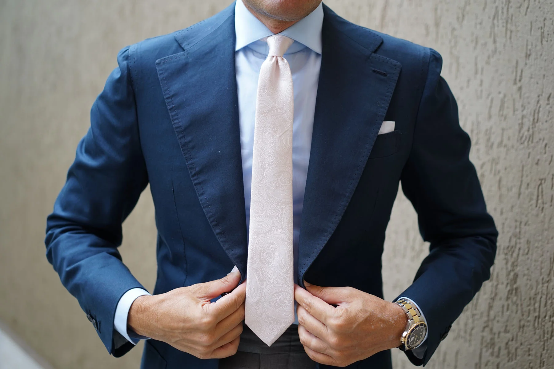 Nude Pink Paisley Skinny Tie - Image 6
