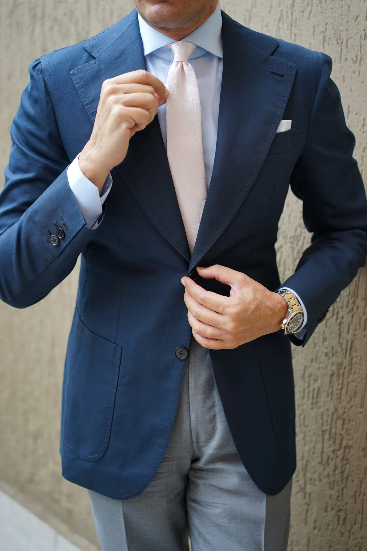 Nude Pink Paisley Skinny Tie - Image 7