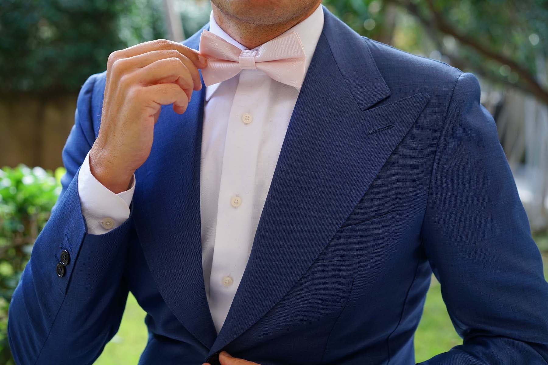 Nude Pink Polka Dots Bow Tie - Image 6