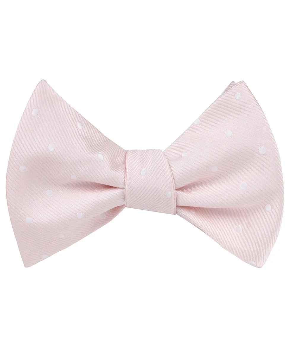 Nude Pink Polka Dots Self Bow Tie - Image 2