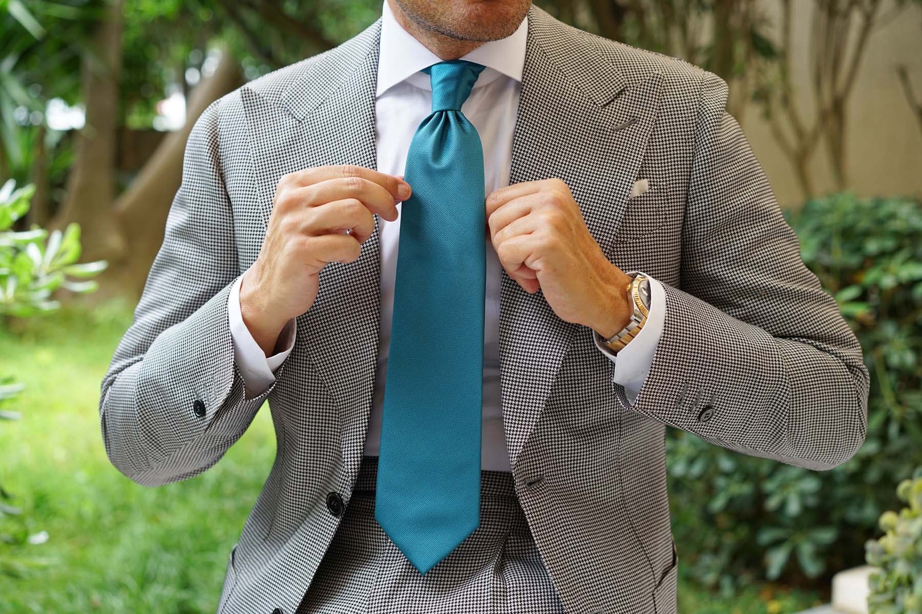 Oasis Blue Weave Necktie - Image 6