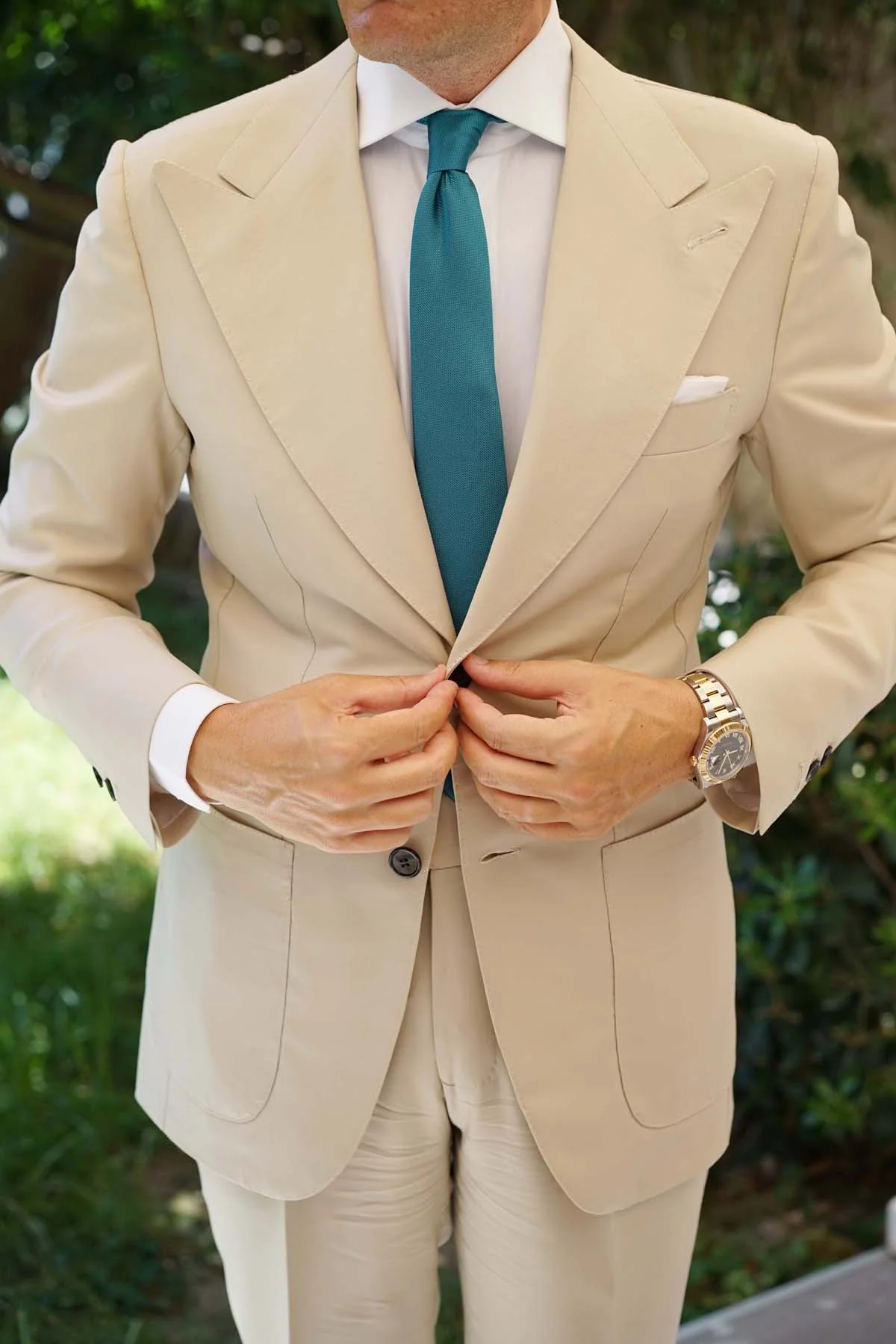 Oasis Blue Weave Skinny Tie - Image 5