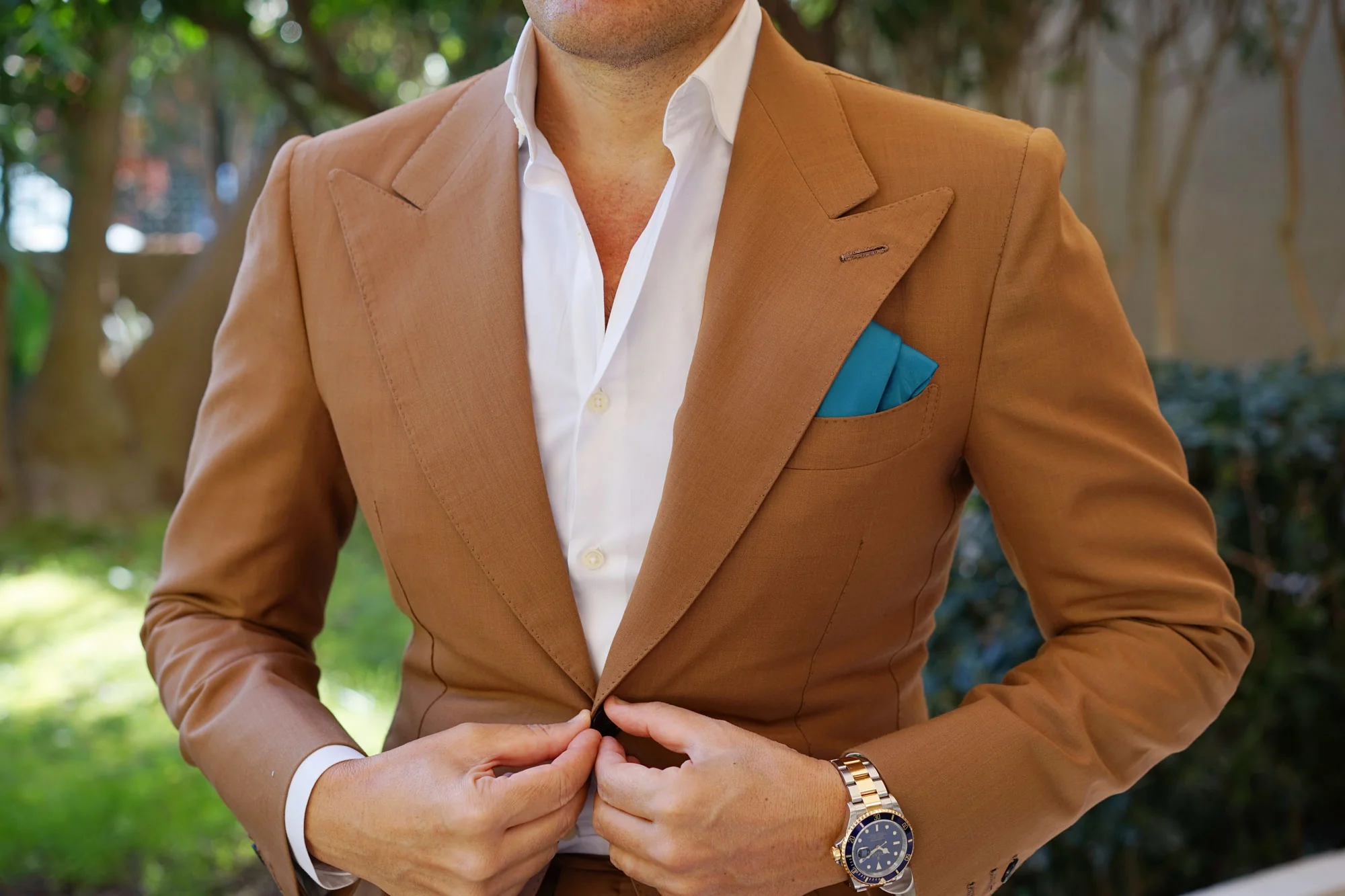Oasis Teal Satin Pocket Square - Image 3