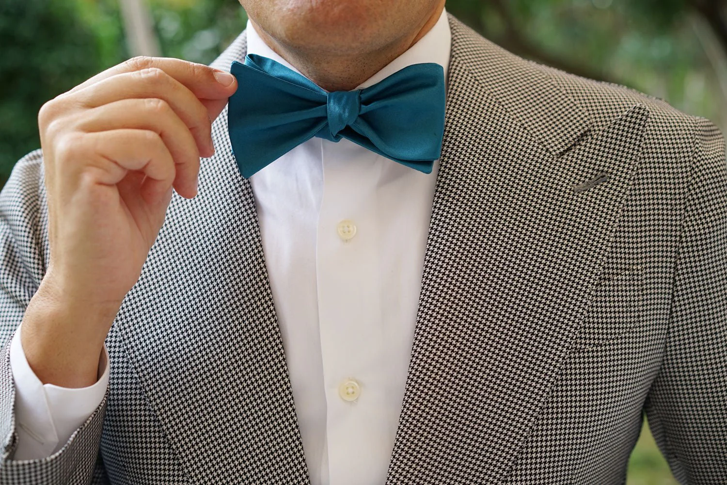 Oasis Teal Satin Self Bow Tie - Image 10