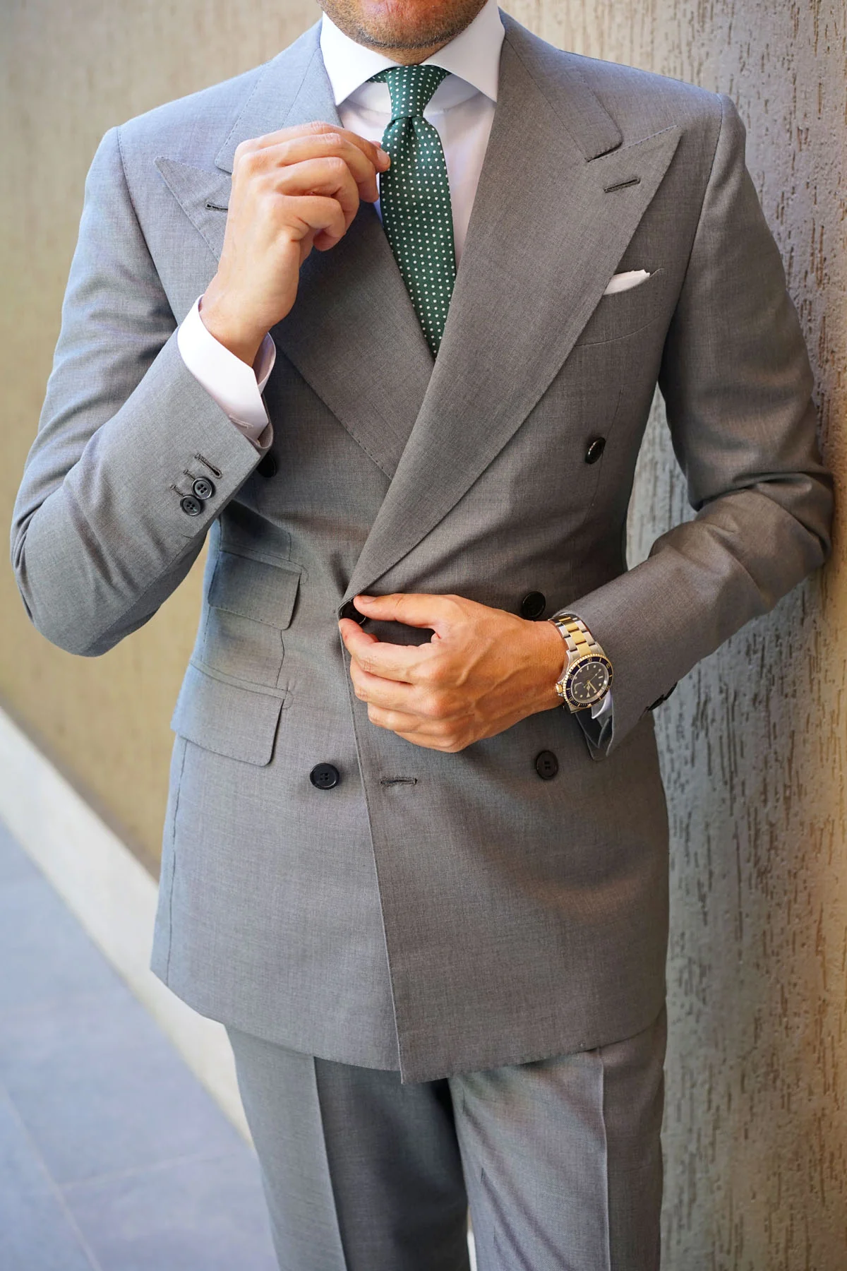 Olive Green Polka Dot Cotton Skinny Tie - Image 9
