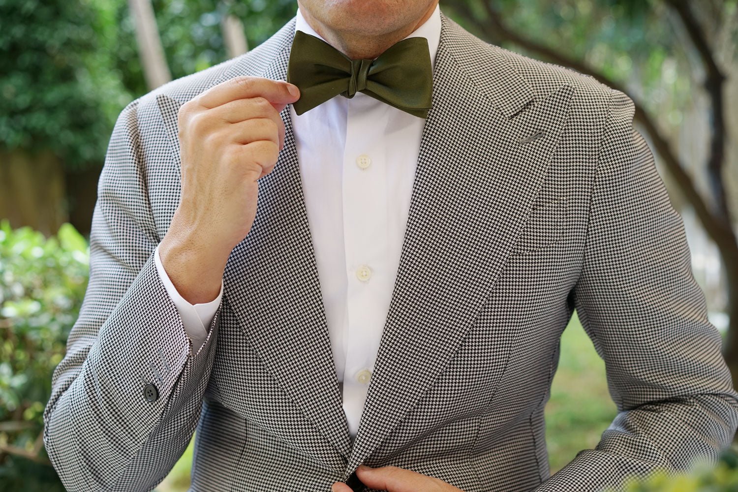 Olive Green Satin Self Bow Tie - Image 10