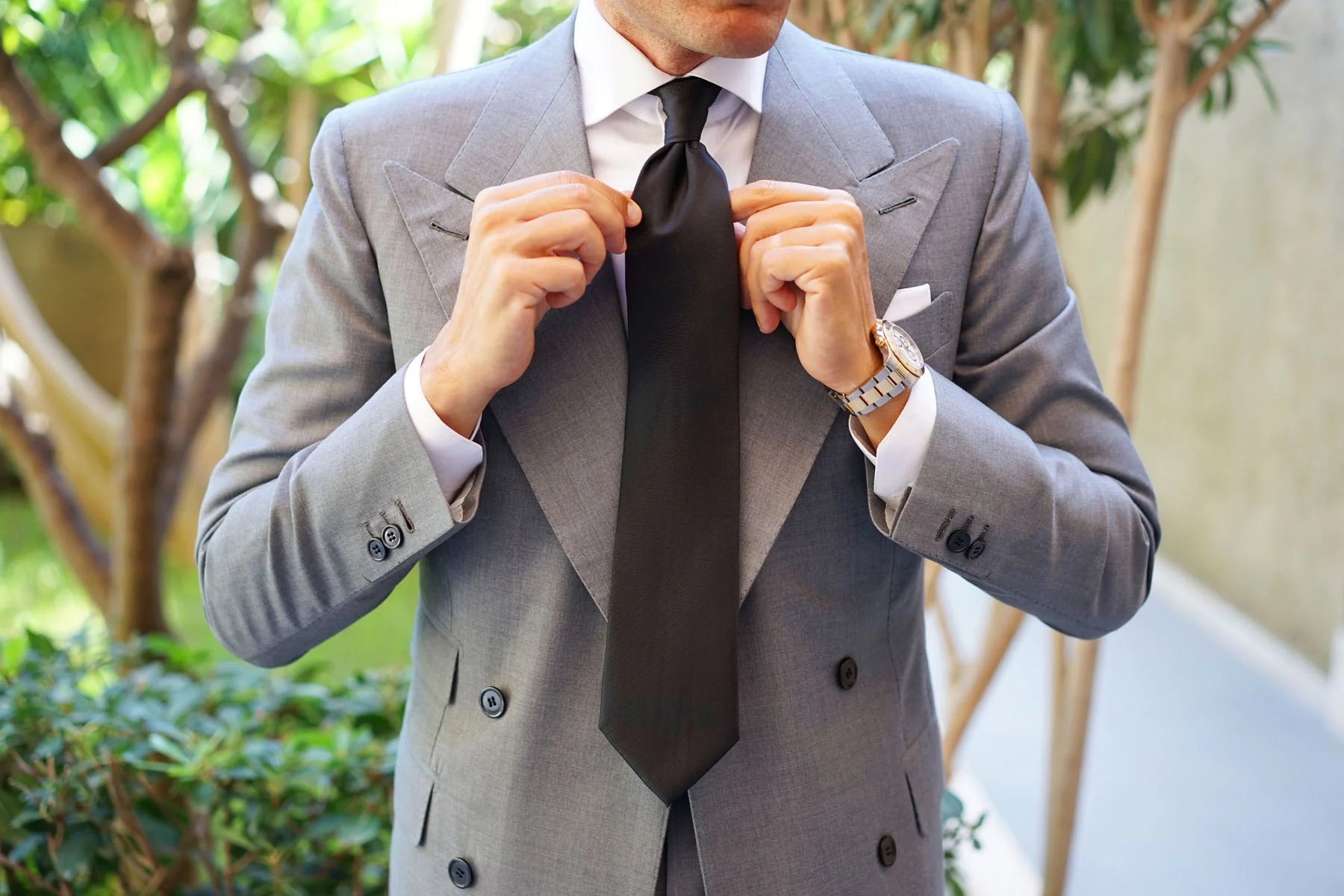 Onyx Black Herringbone Necktie - Image 8