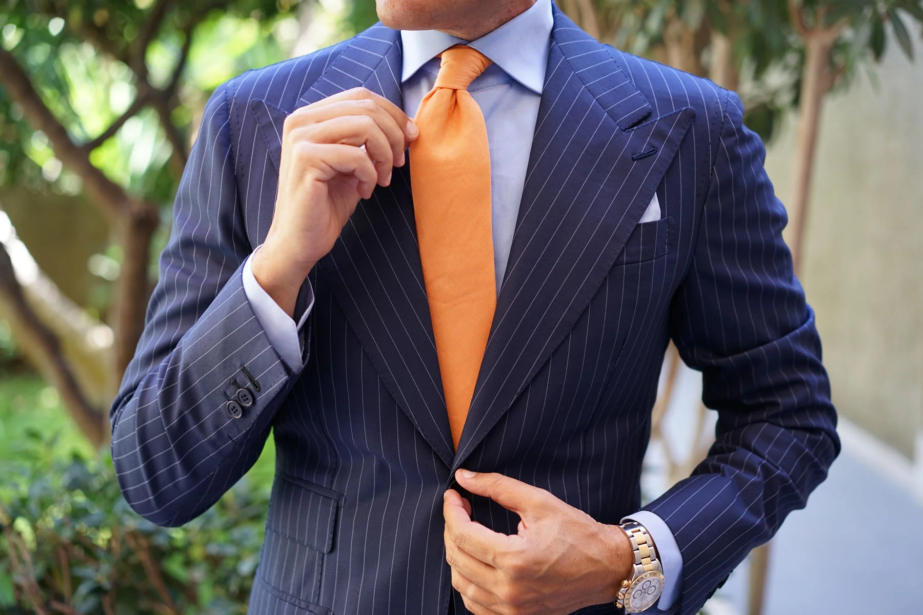 Orange Amber Slub Linen Necktie - Image 5