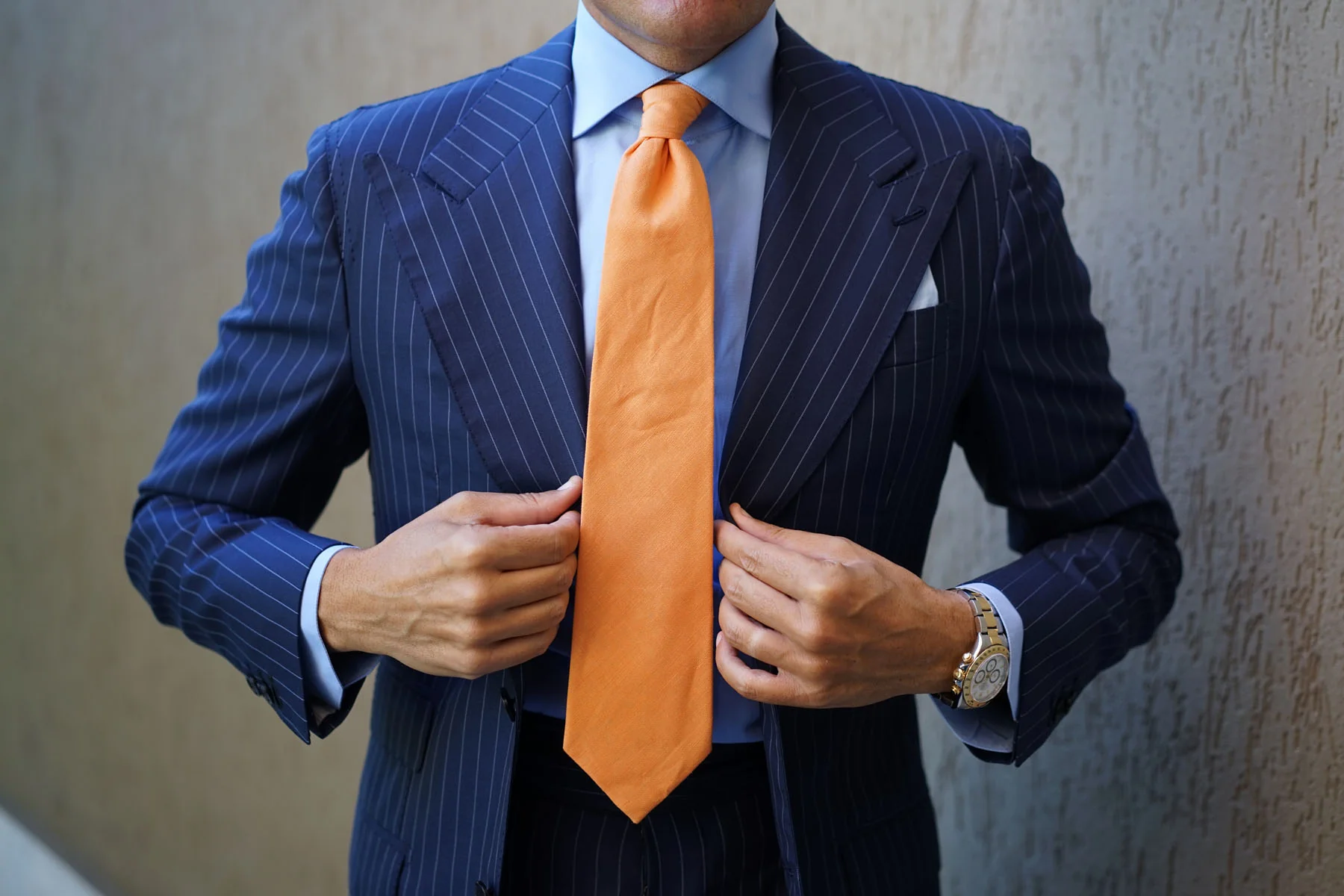 Orange Amber Slub Linen Necktie - Image 9