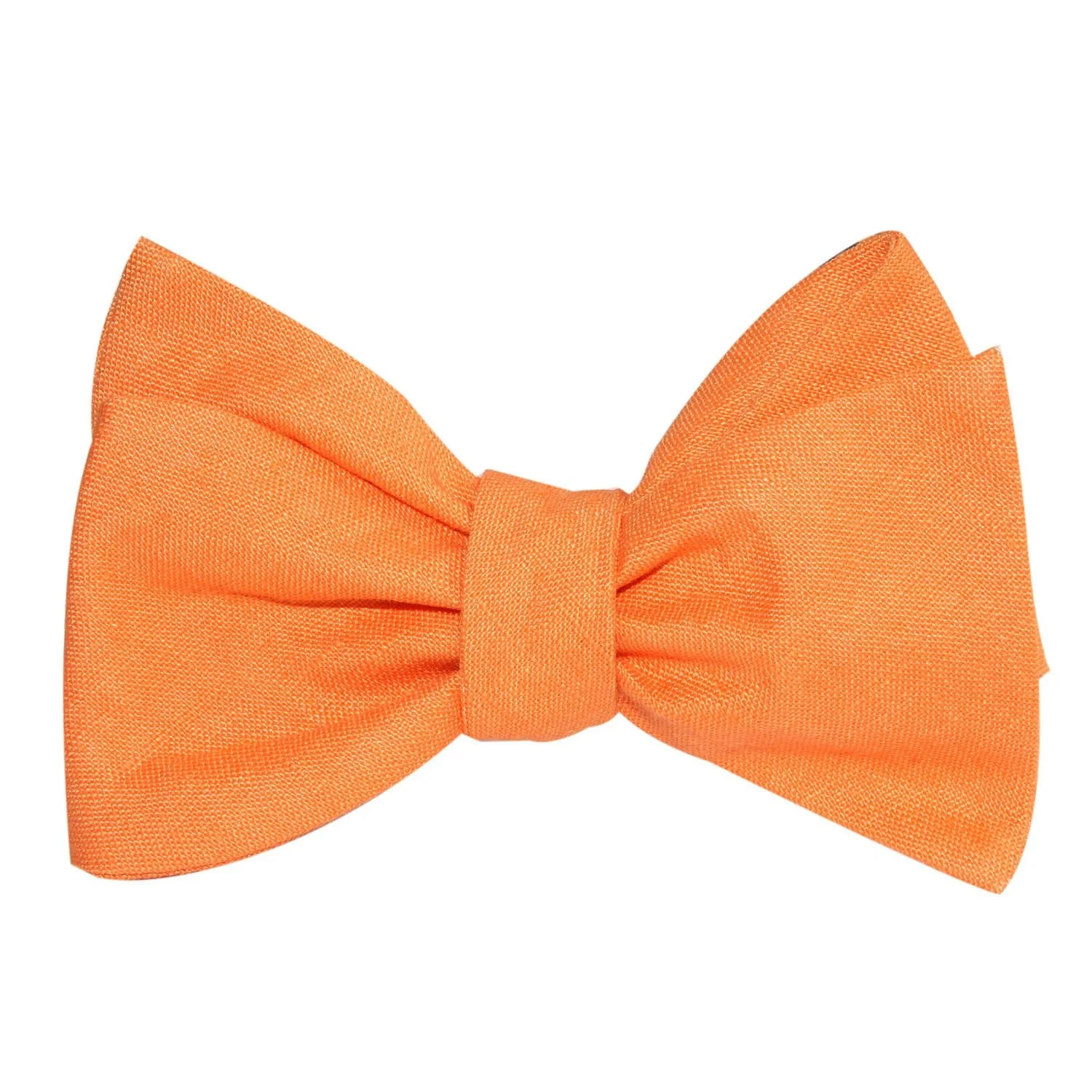 Orange Amber Slub Linen Self Tie Bow Tie - Image 2