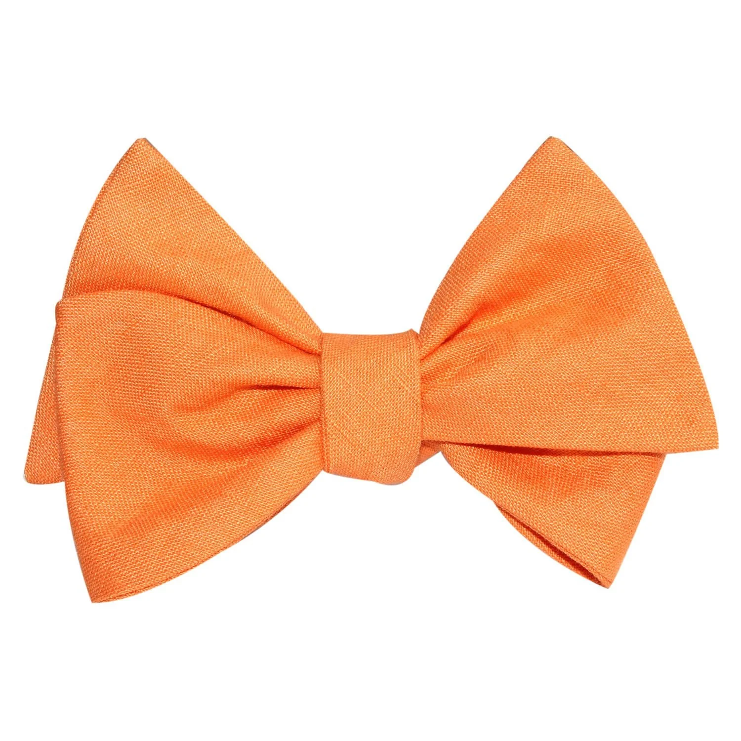 Orange Amber Slub Linen Self Tie Bow Tie - Image 3