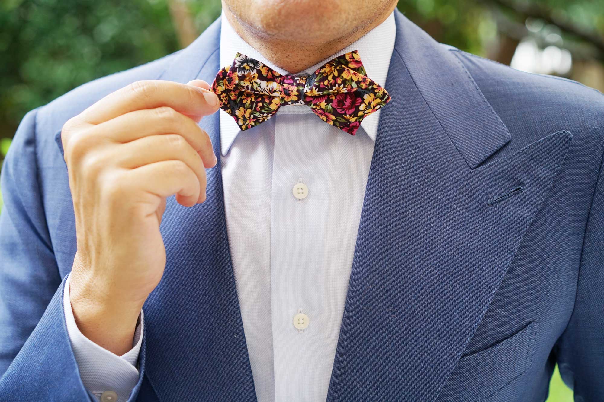 Orange Flowering Maple Diamond Bow Tie - Image 10