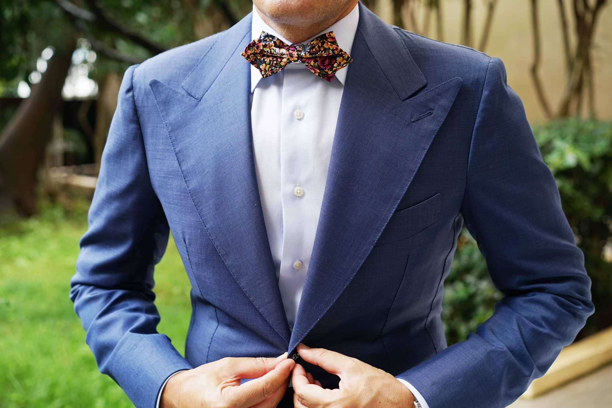 Orange Flowering Maple Diamond Bow Tie - Image 3