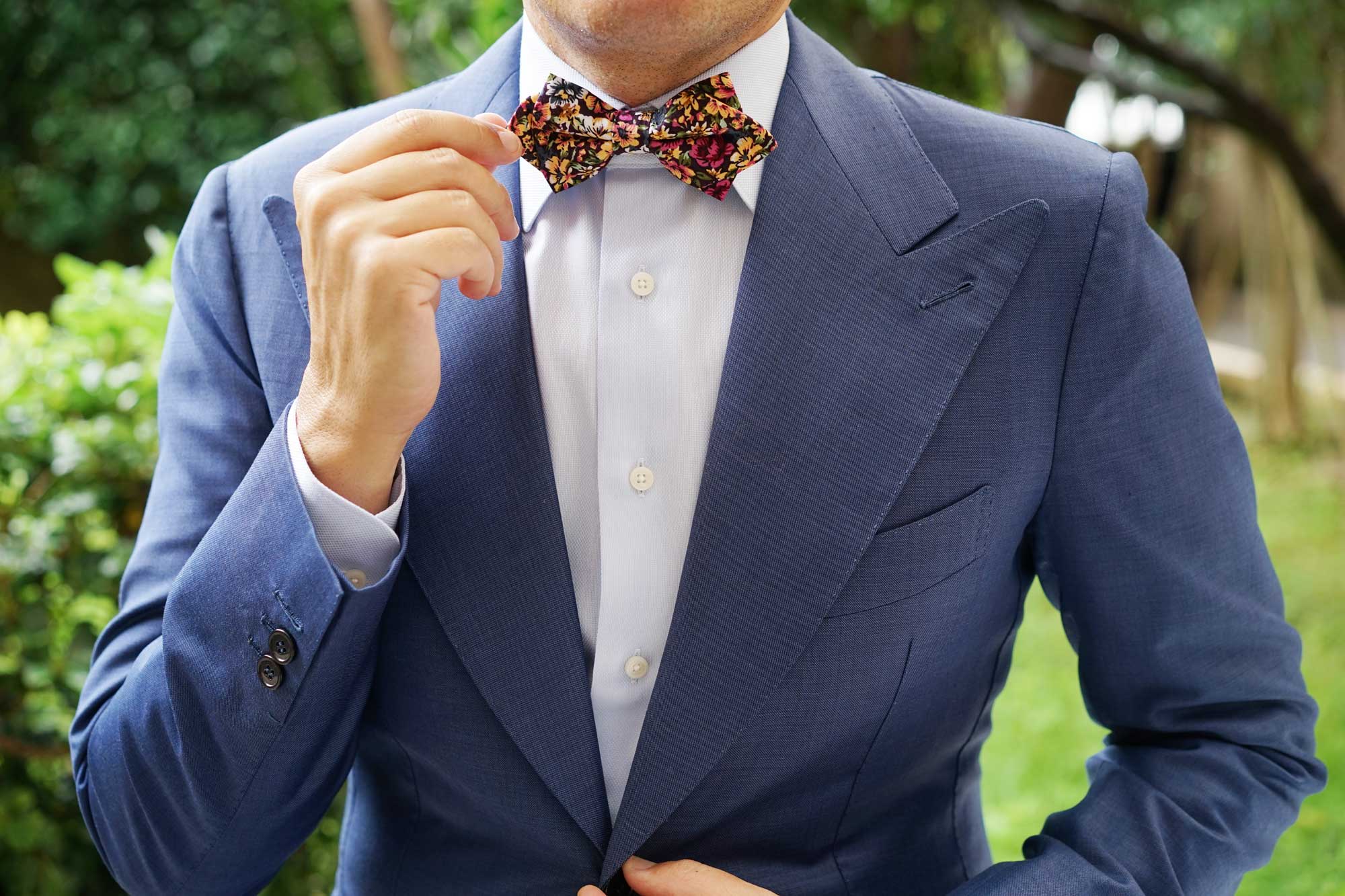 Orange Flowering Maple Diamond Bow Tie - Image 7