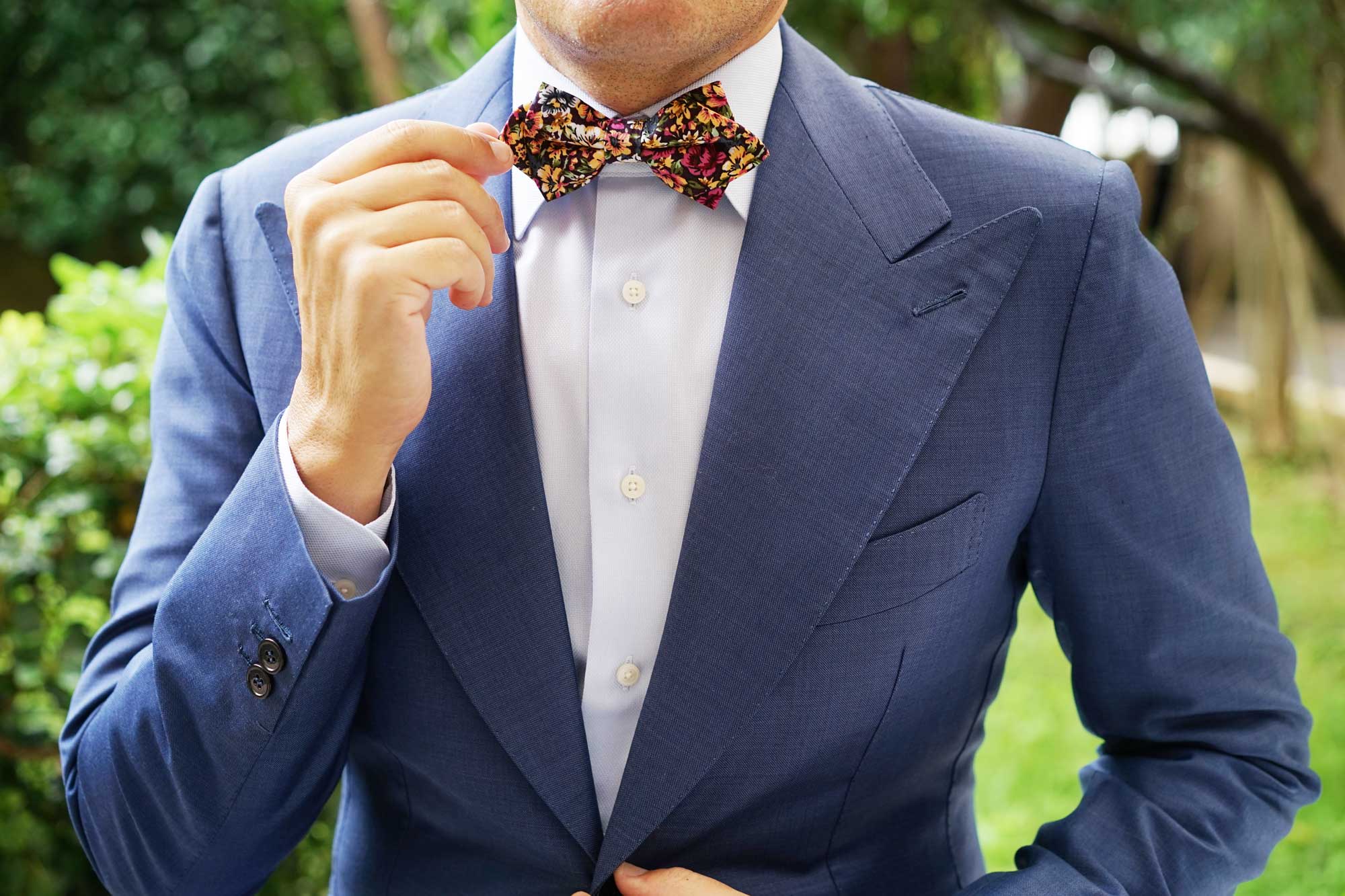 Orange Flowering Maple Diamond Bow Tie - Image 8