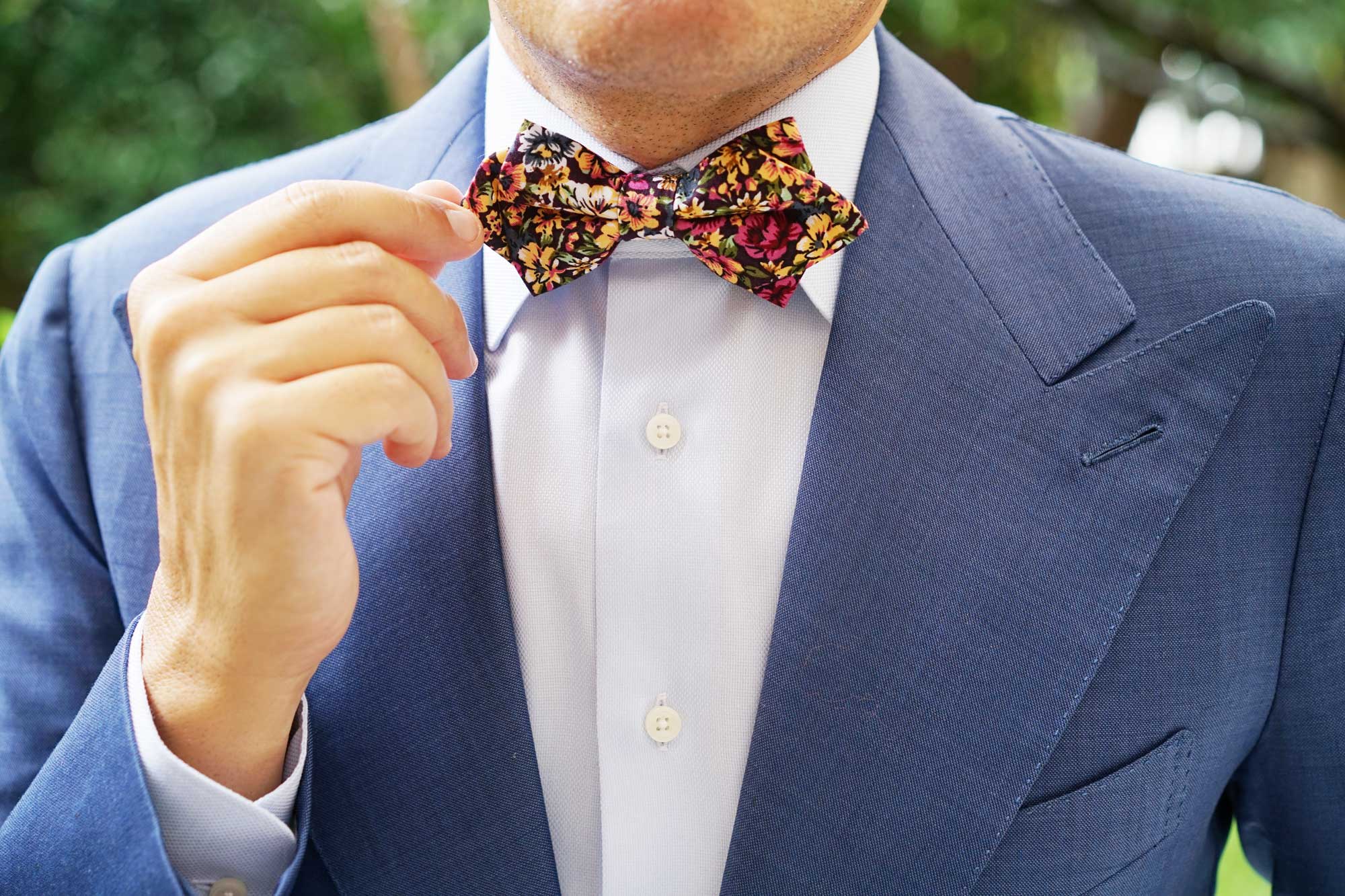 Orange Flowering Maple Diamond Bow Tie - Image 9