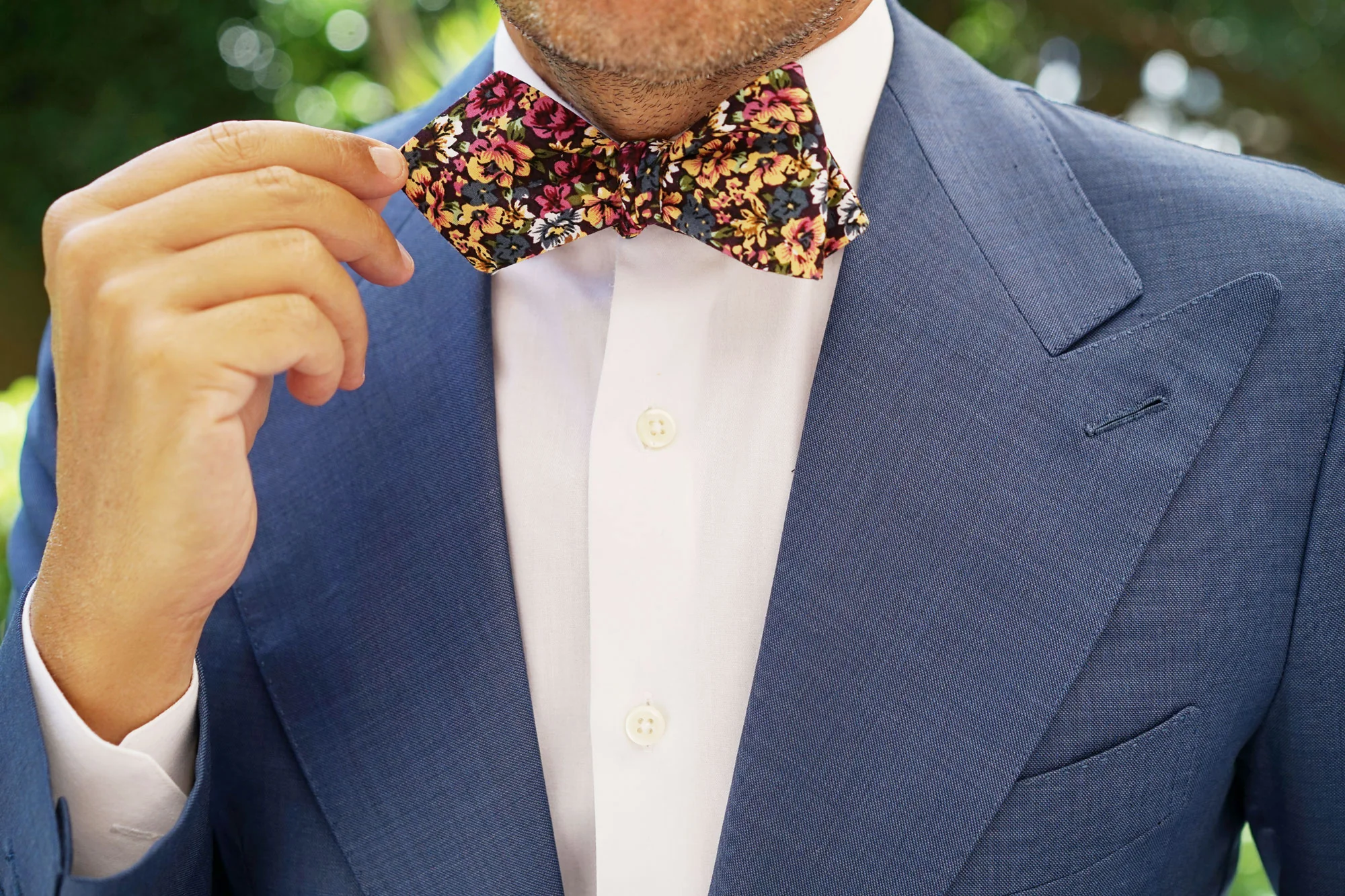 Orange Flowering Maple Diamond Self Bow Tie - Image 10