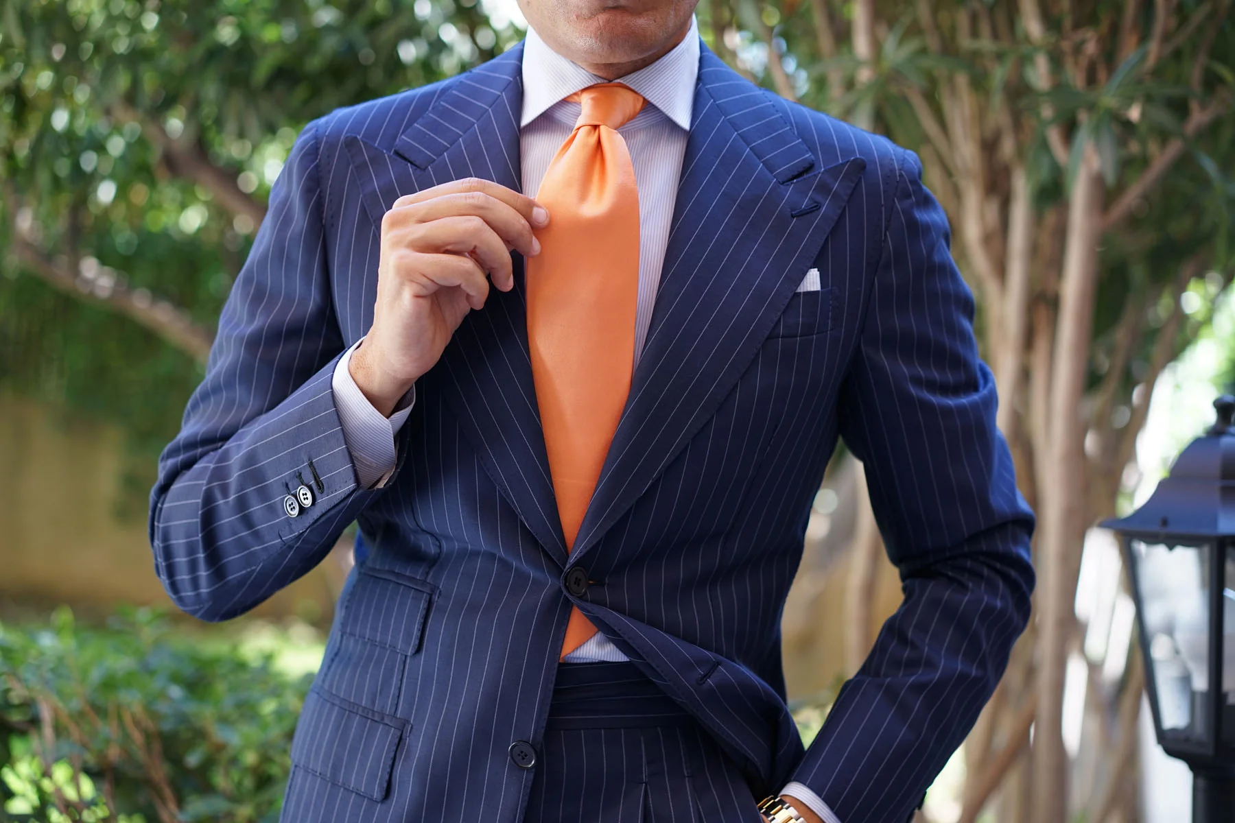 Orange Tangerine Satin Necktie - Image 13