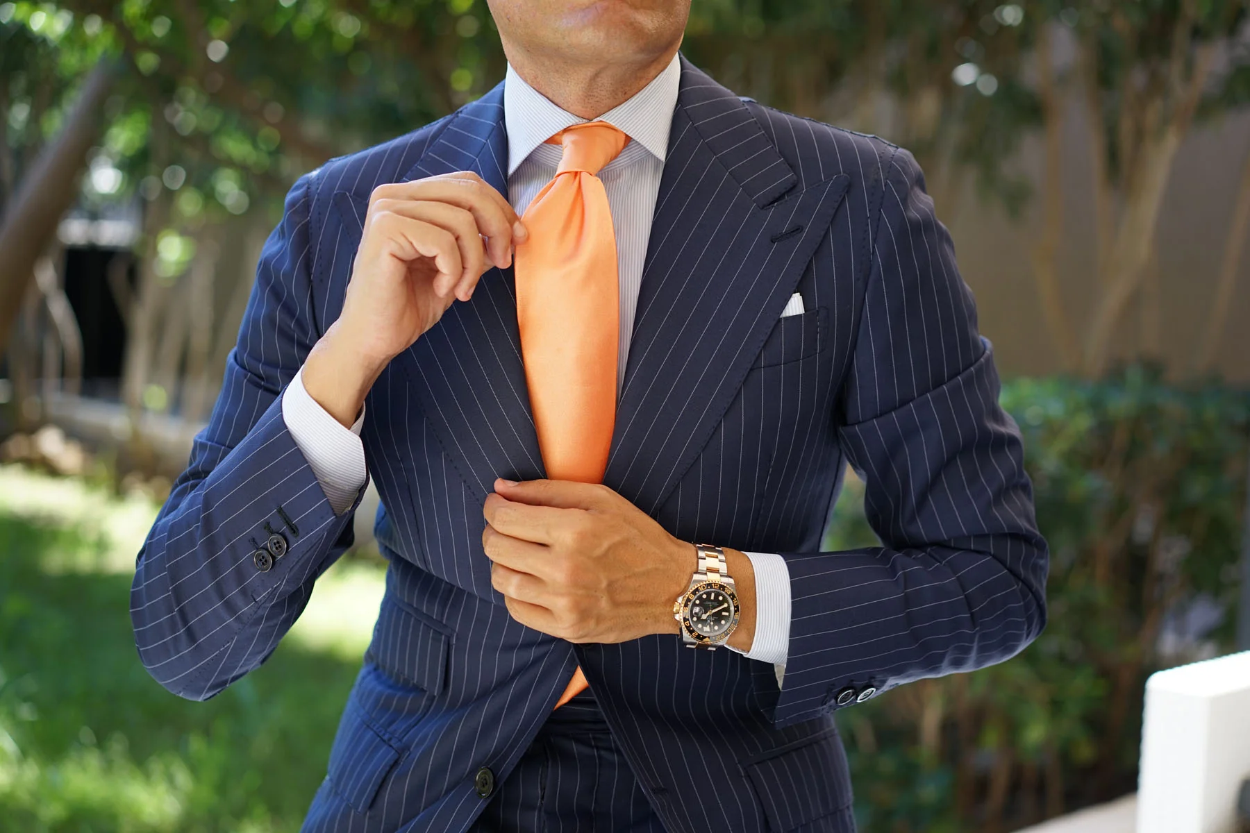Orange Tangerine Satin Necktie - Image 15