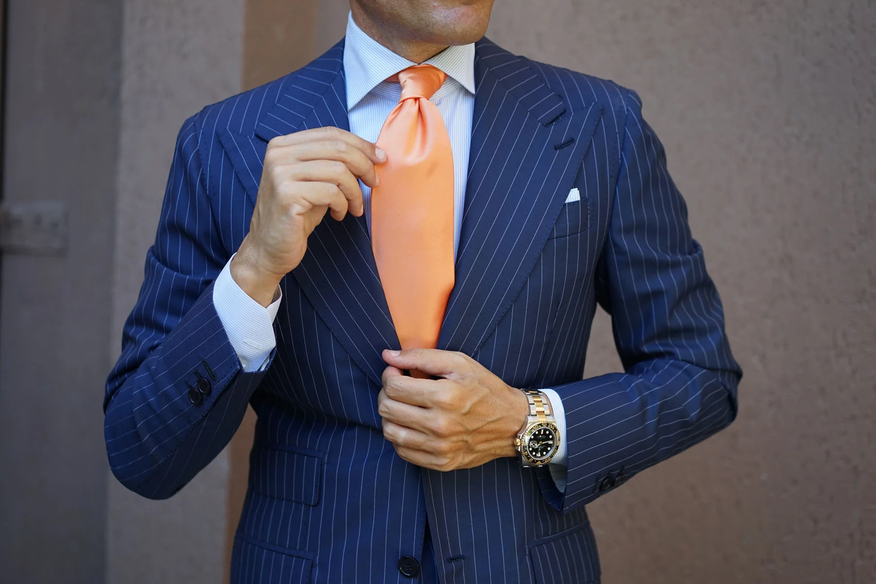 Orange Tangerine Satin Necktie - Image 5