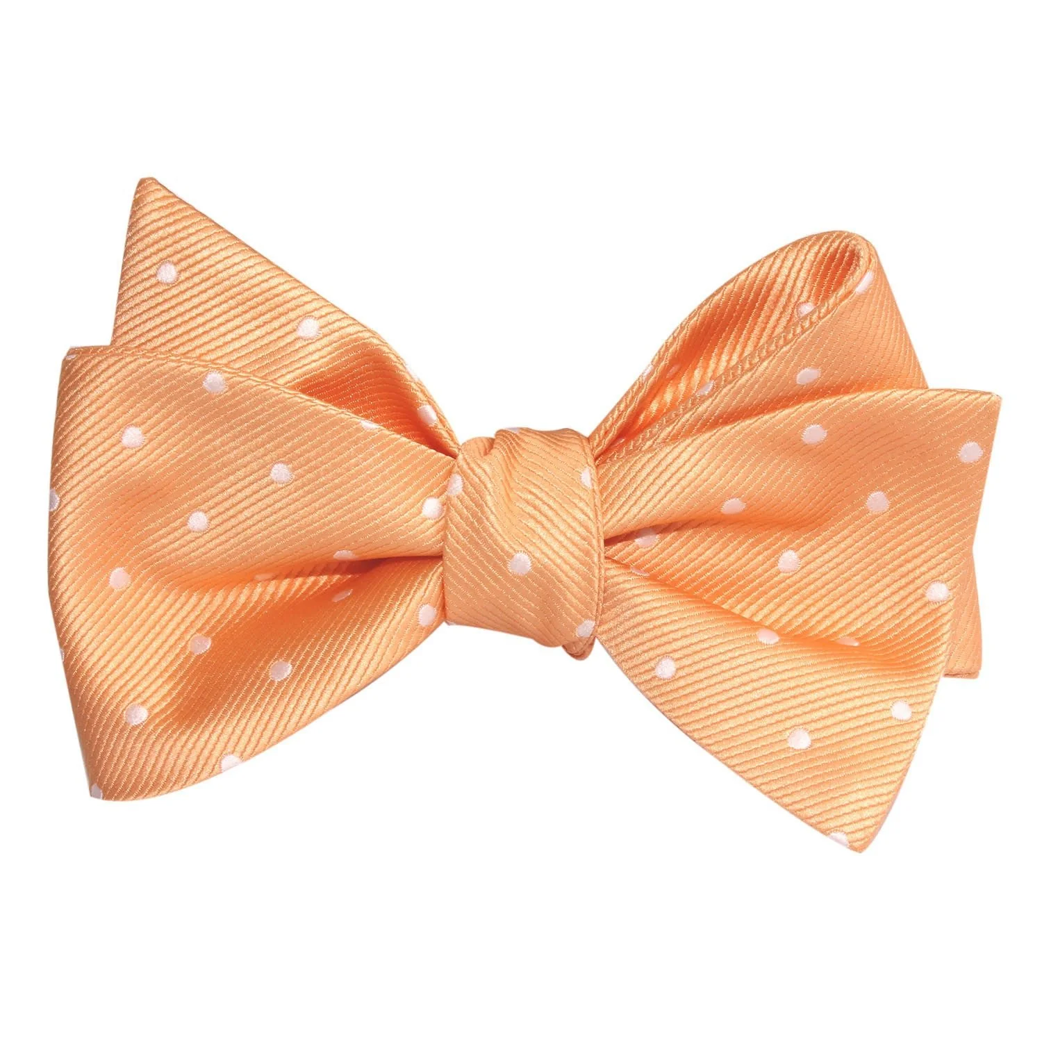 Orange with White Polka Dots Self Tie Bow Tie - Image 2