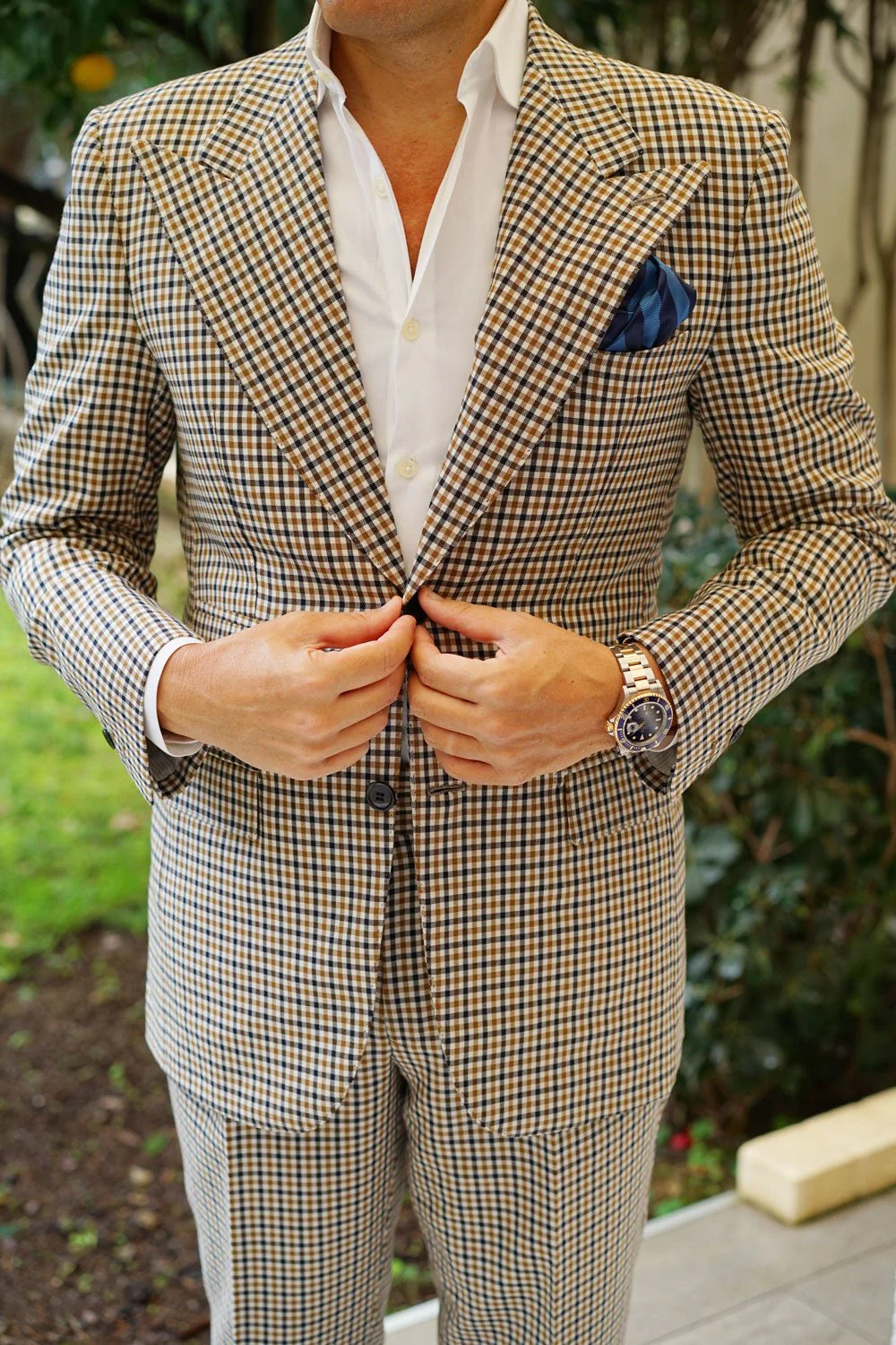 Oxford & Steel Blue Striped Pocket Square - Image 4