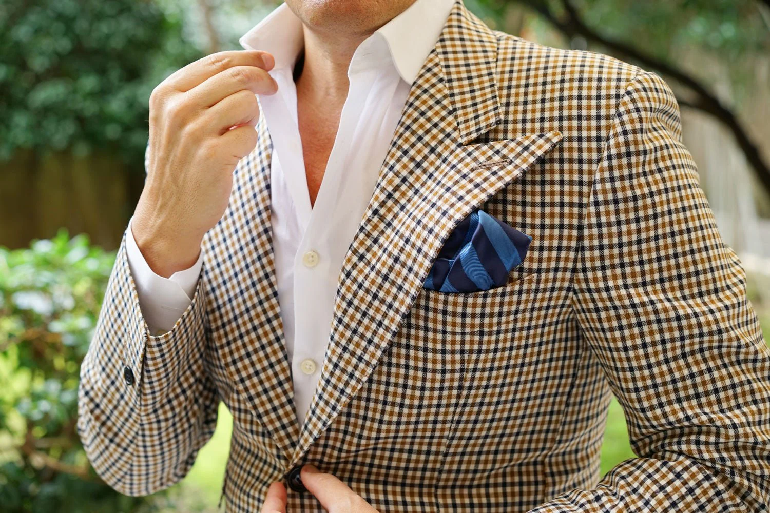 Oxford & Steel Blue Striped Pocket Square - Image 6