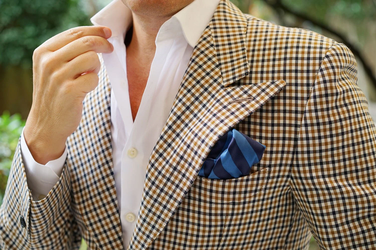 Oxford & Steel Blue Striped Pocket Square - Image 7