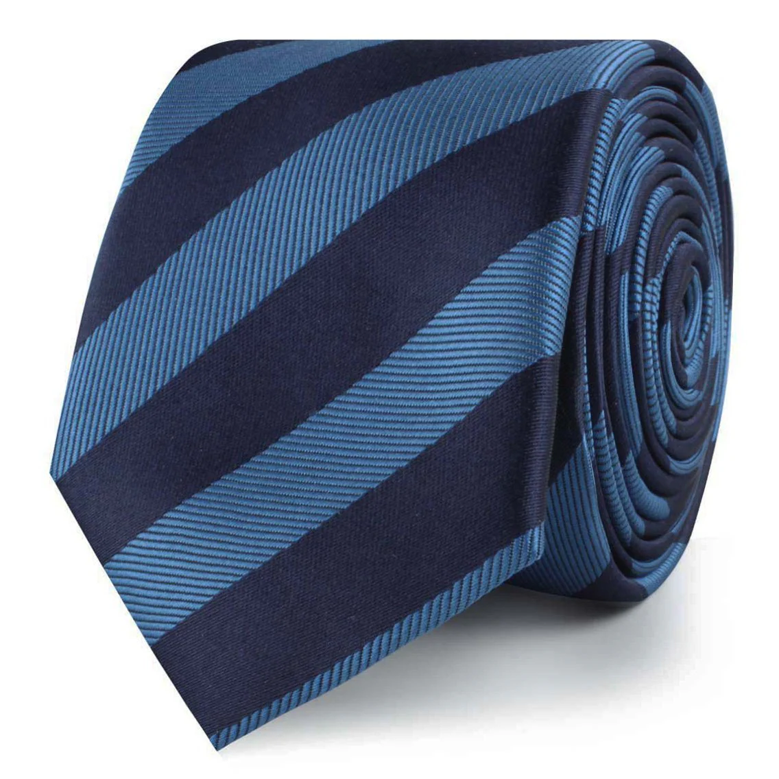Oxford & Steel Blue Striped Skinny Tie - Image 2