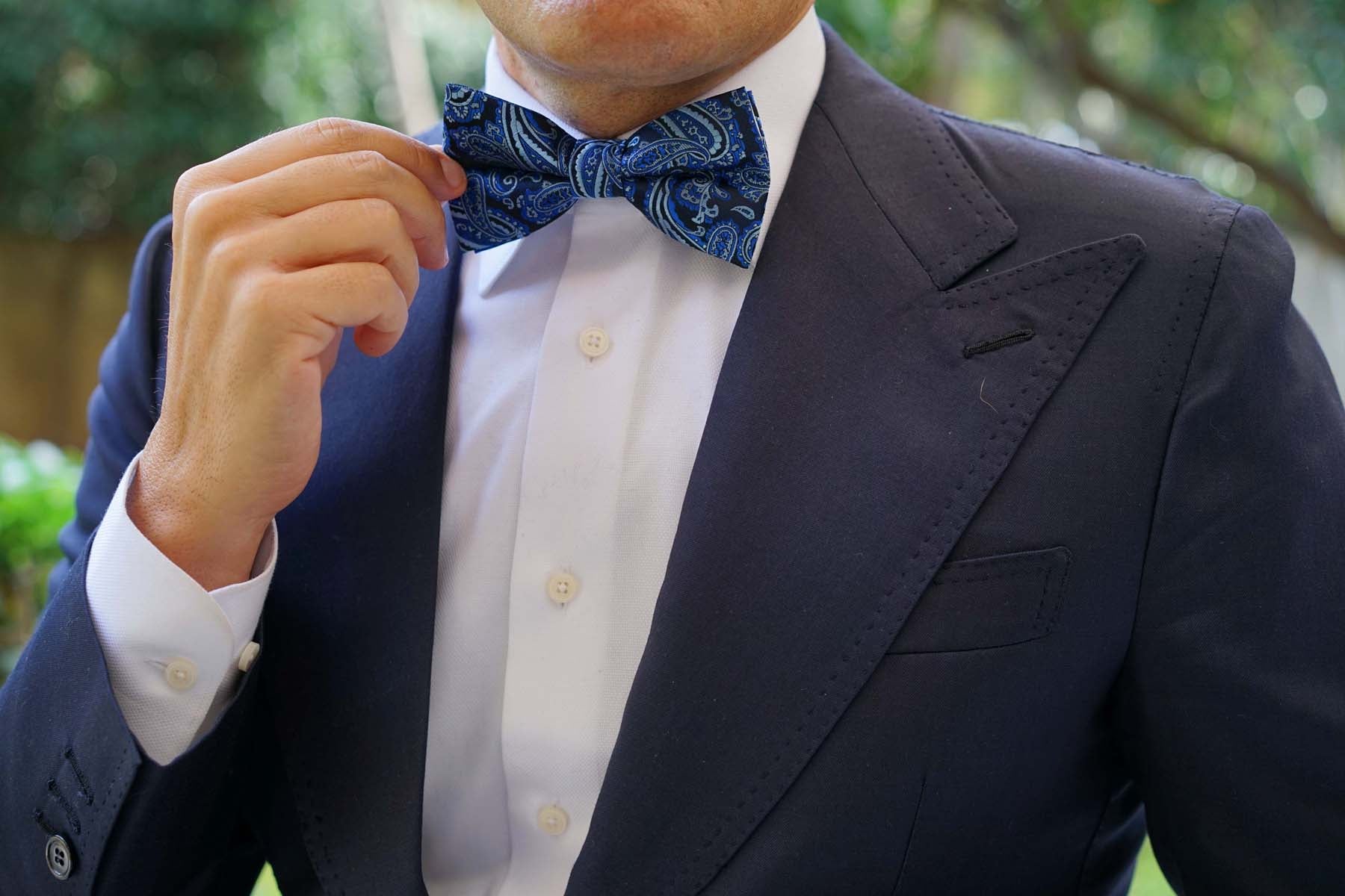 Paisley Black and Blue Bow Tie - Image 3