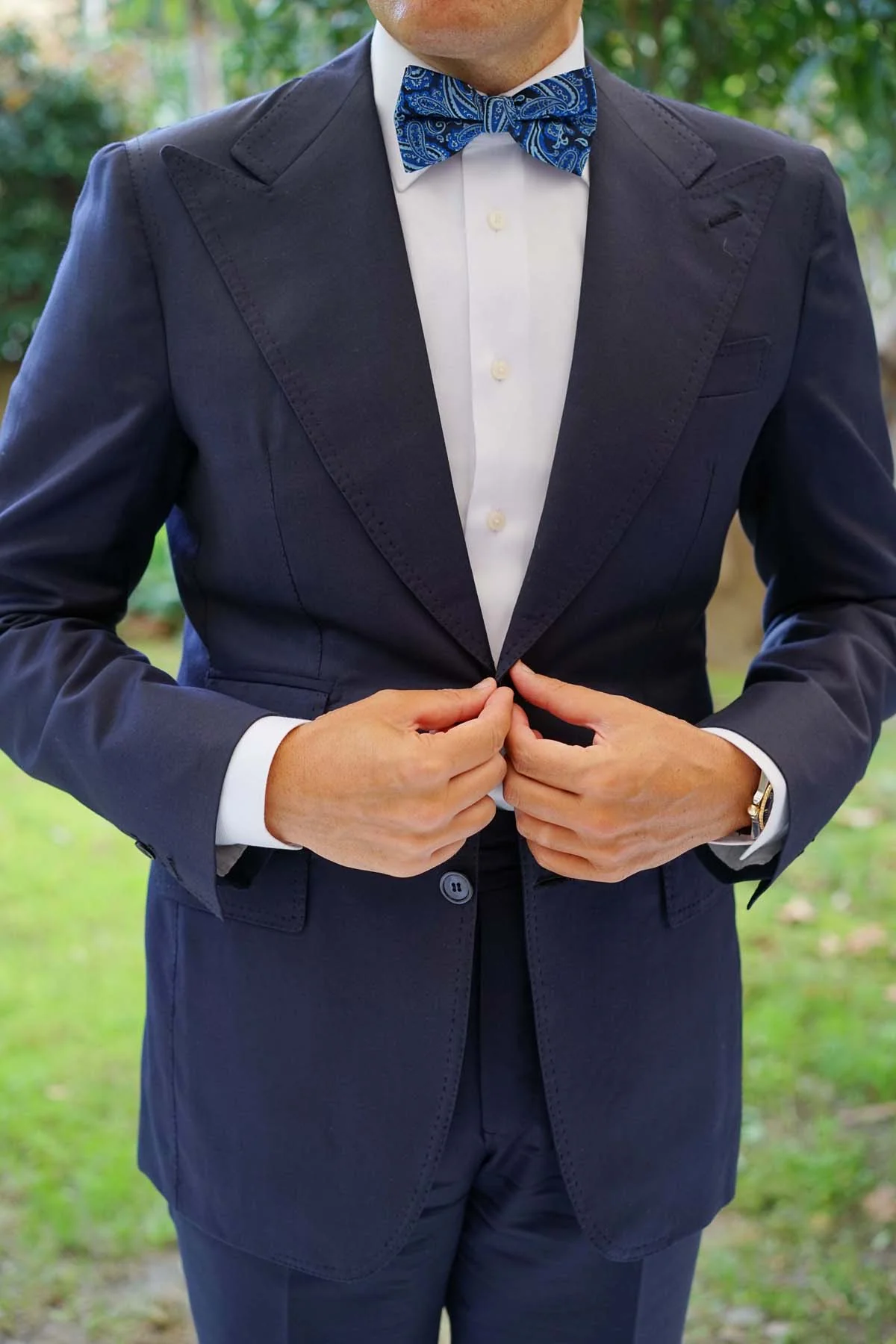 Paisley Black and Blue Bow Tie - Image 4