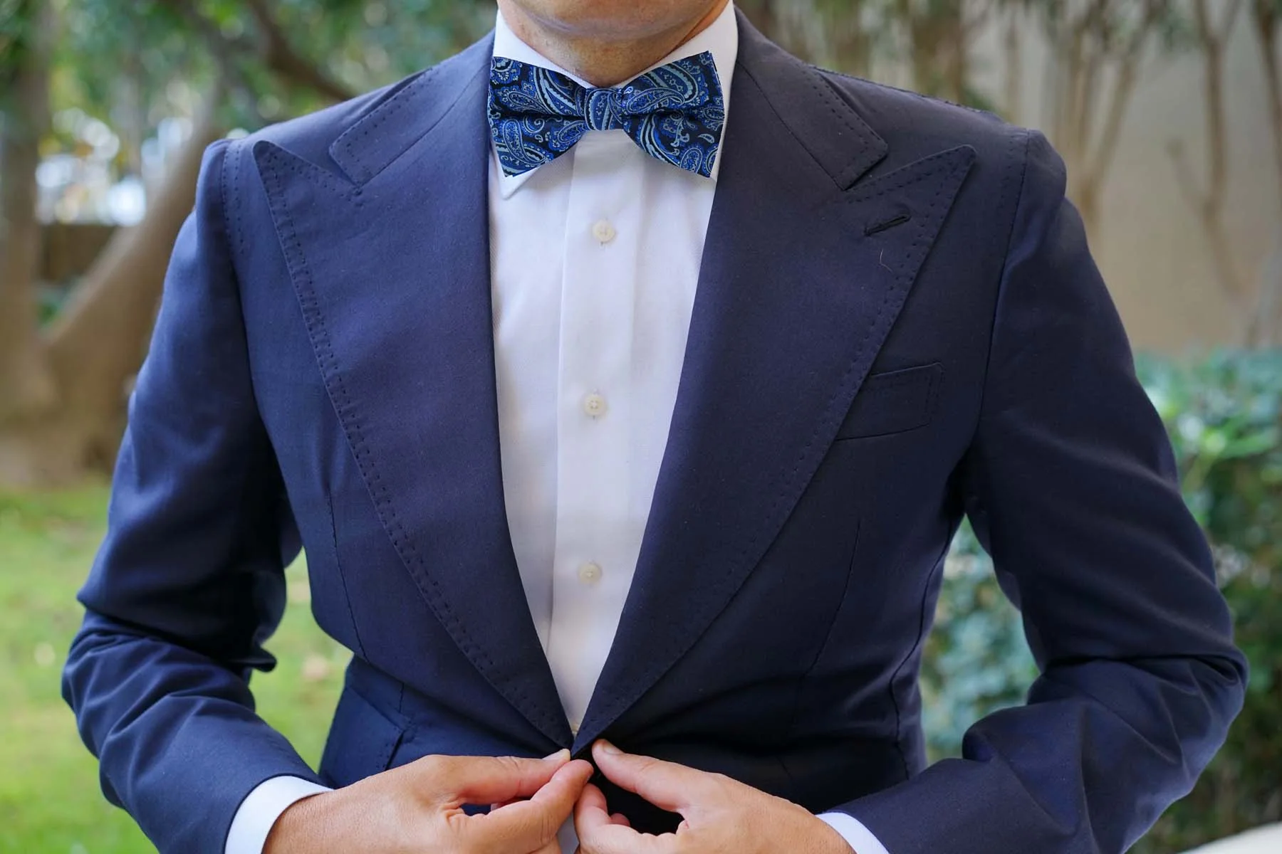 Paisley Black and Blue Bow Tie - Image 5
