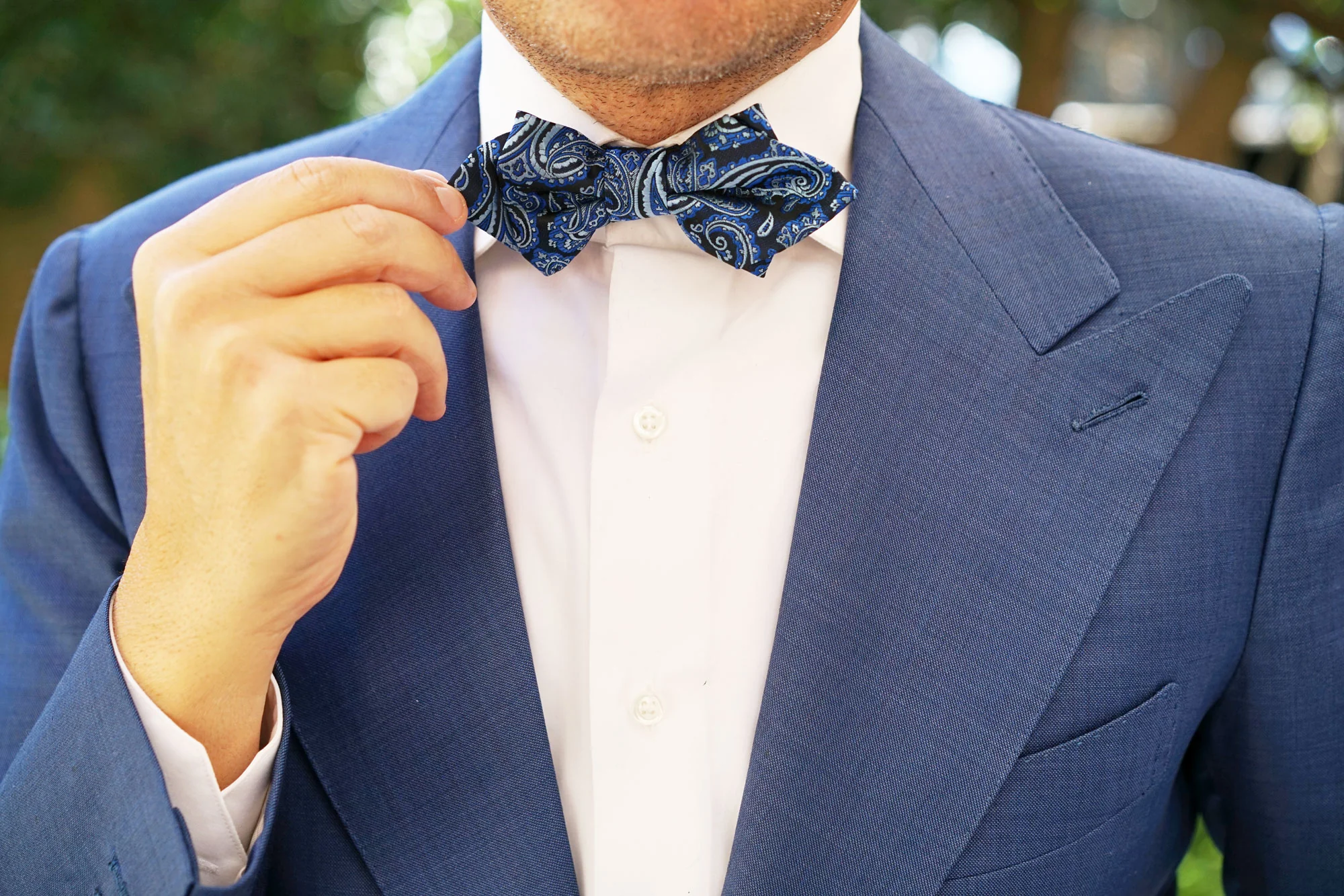 Paisley Black and Blue Diamond Bow Tie - Image 8