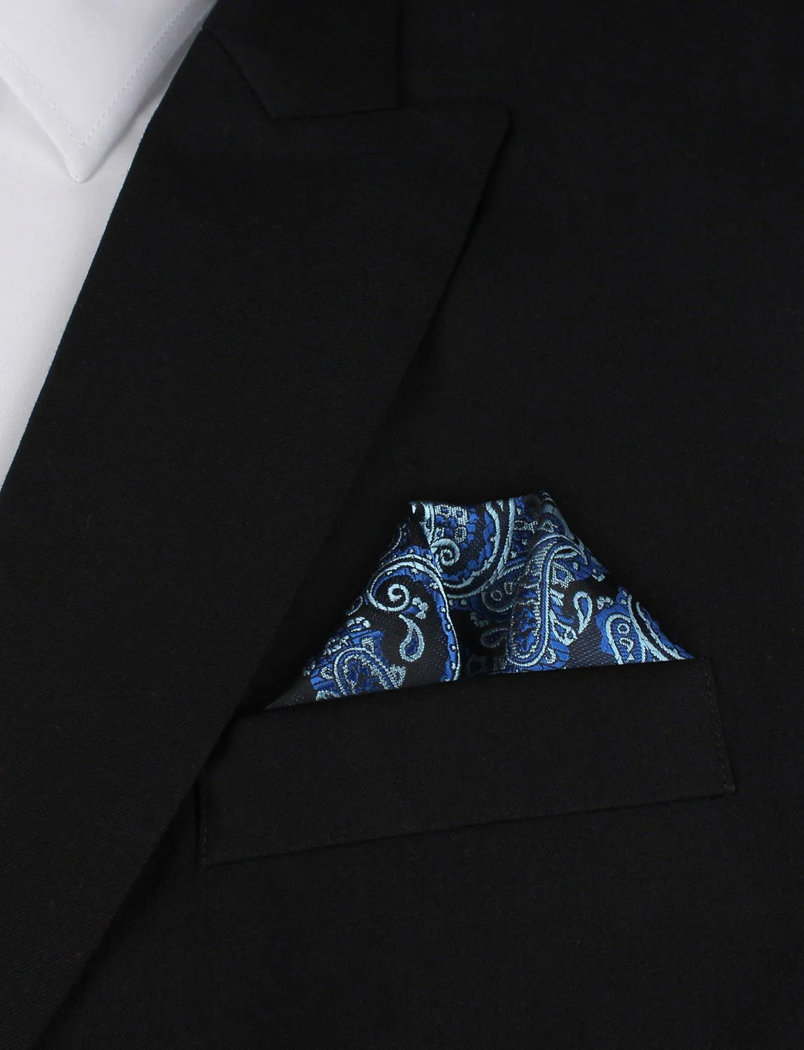 Paisley Black and Blue Pocket Square - Image 4