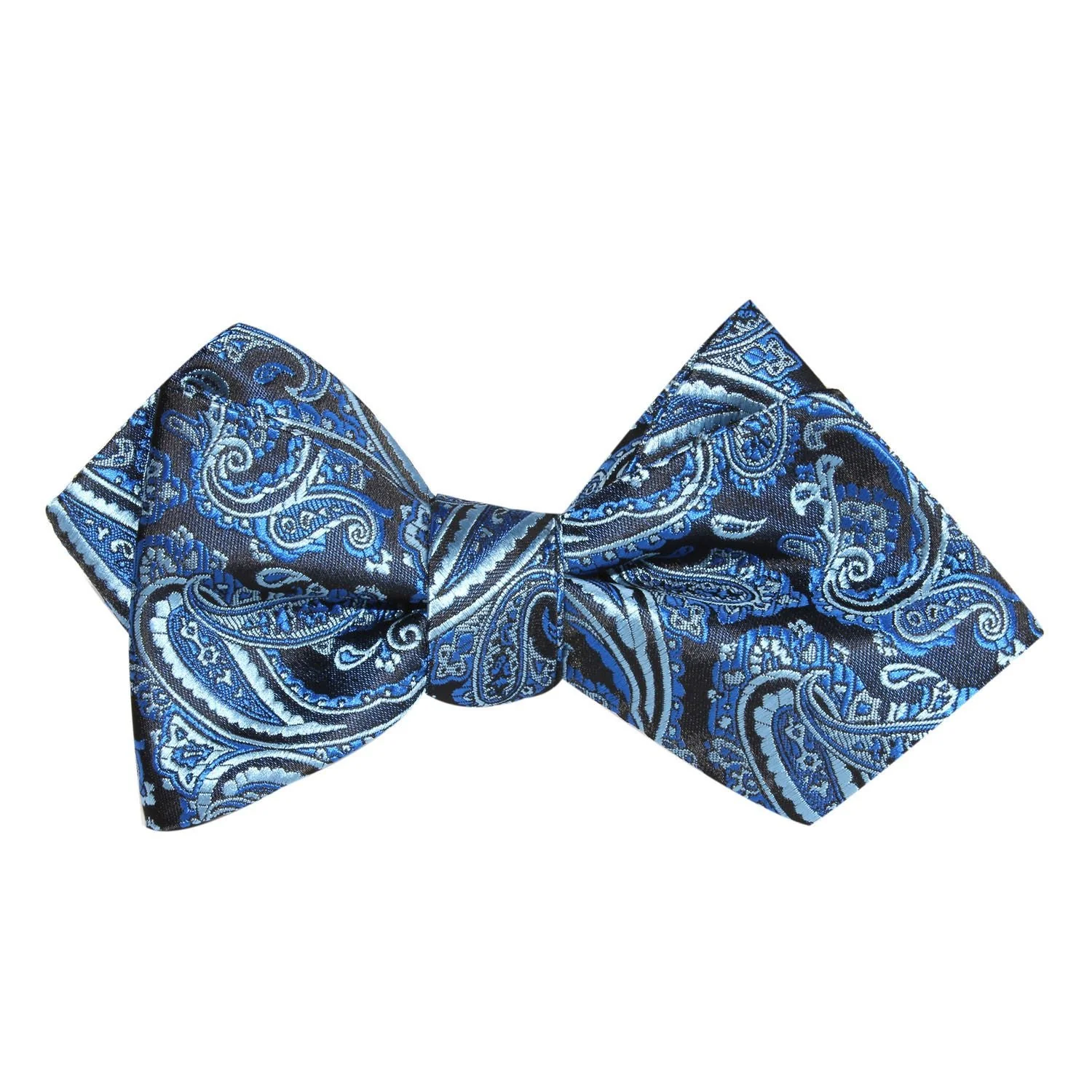Paisley Black and Blue Self Tie Diamond Tip Bow Tie - Image 3