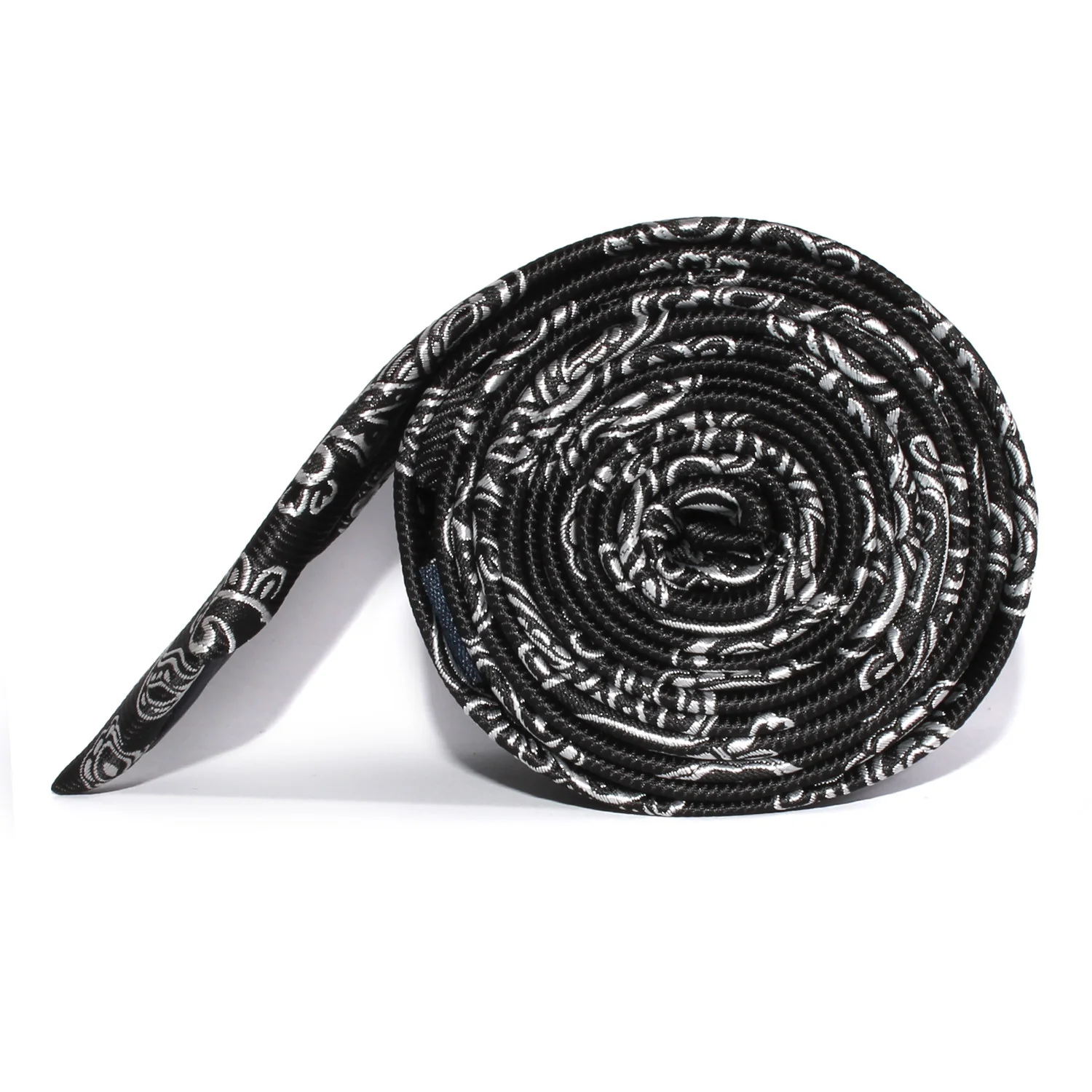 Paisley Coal Black Skinny Tie - Image 3