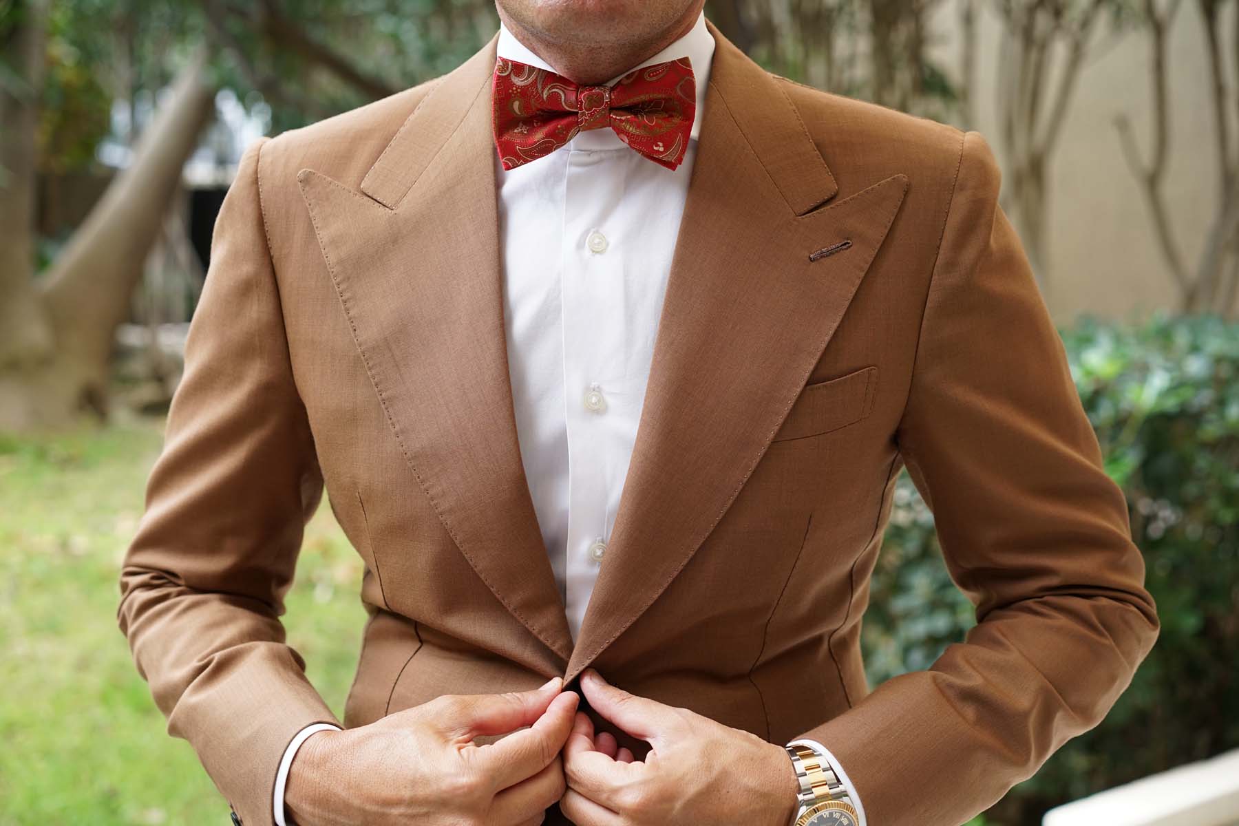 Paisley Maroon with Brown Bow Tie - Image 5