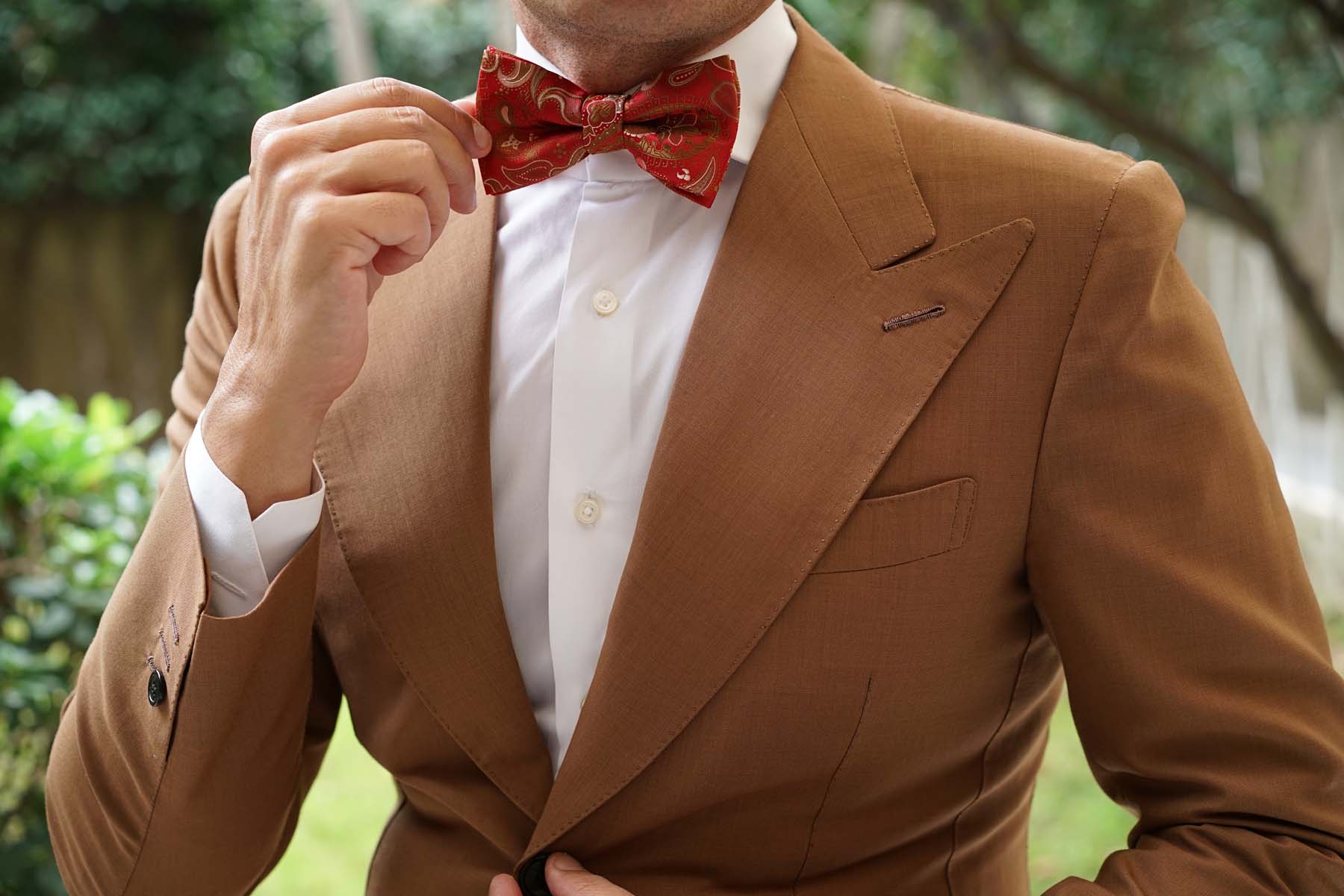 Paisley Maroon with Brown Bow Tie - Image 6