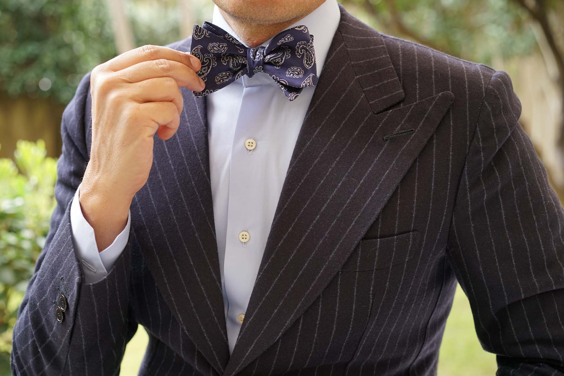 Paisley Navy Blue - Bow Tie (Untied) - Image 8