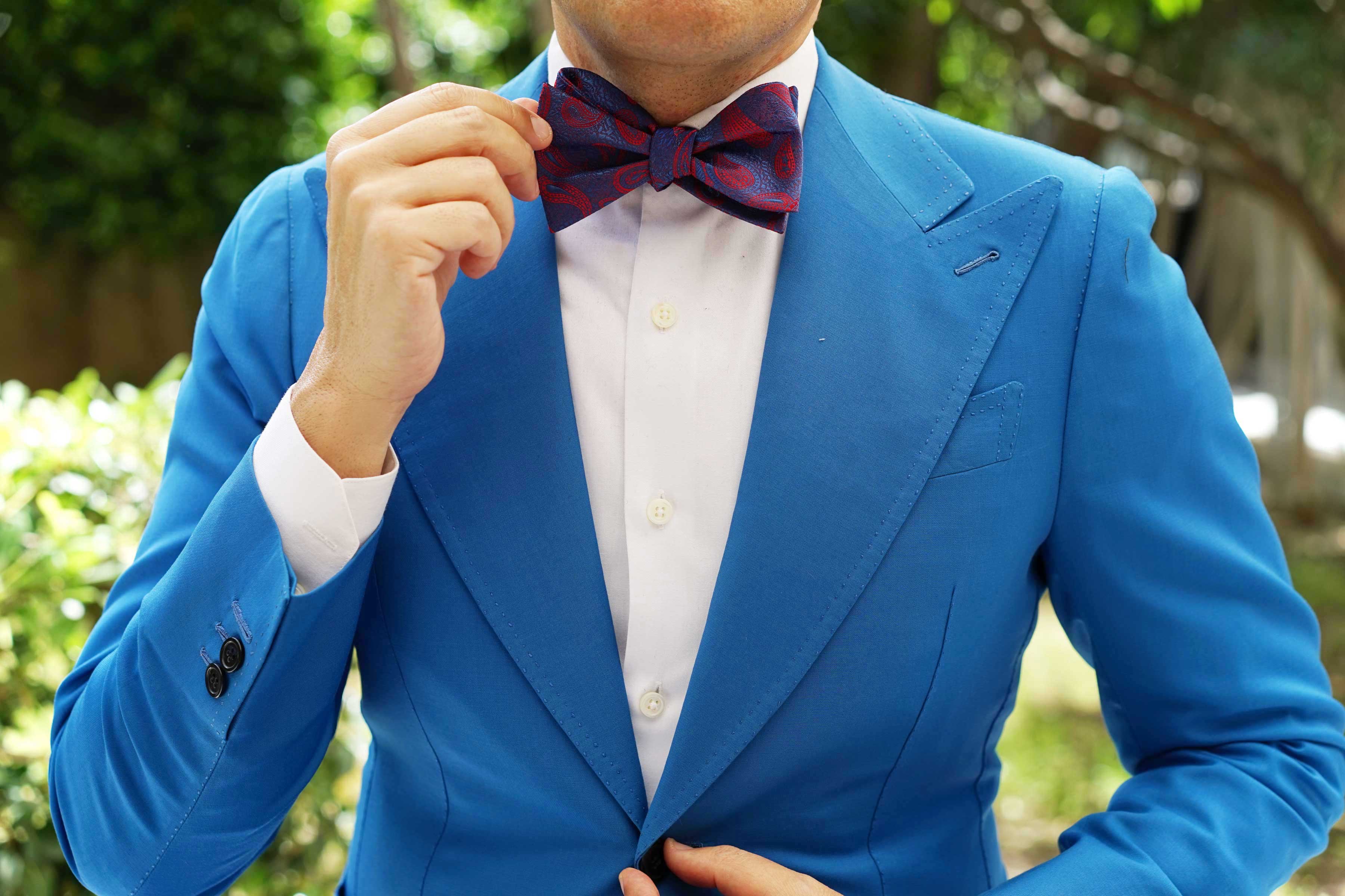 Paisley Purple and Red - Bow Tie (Untied) - Image 4