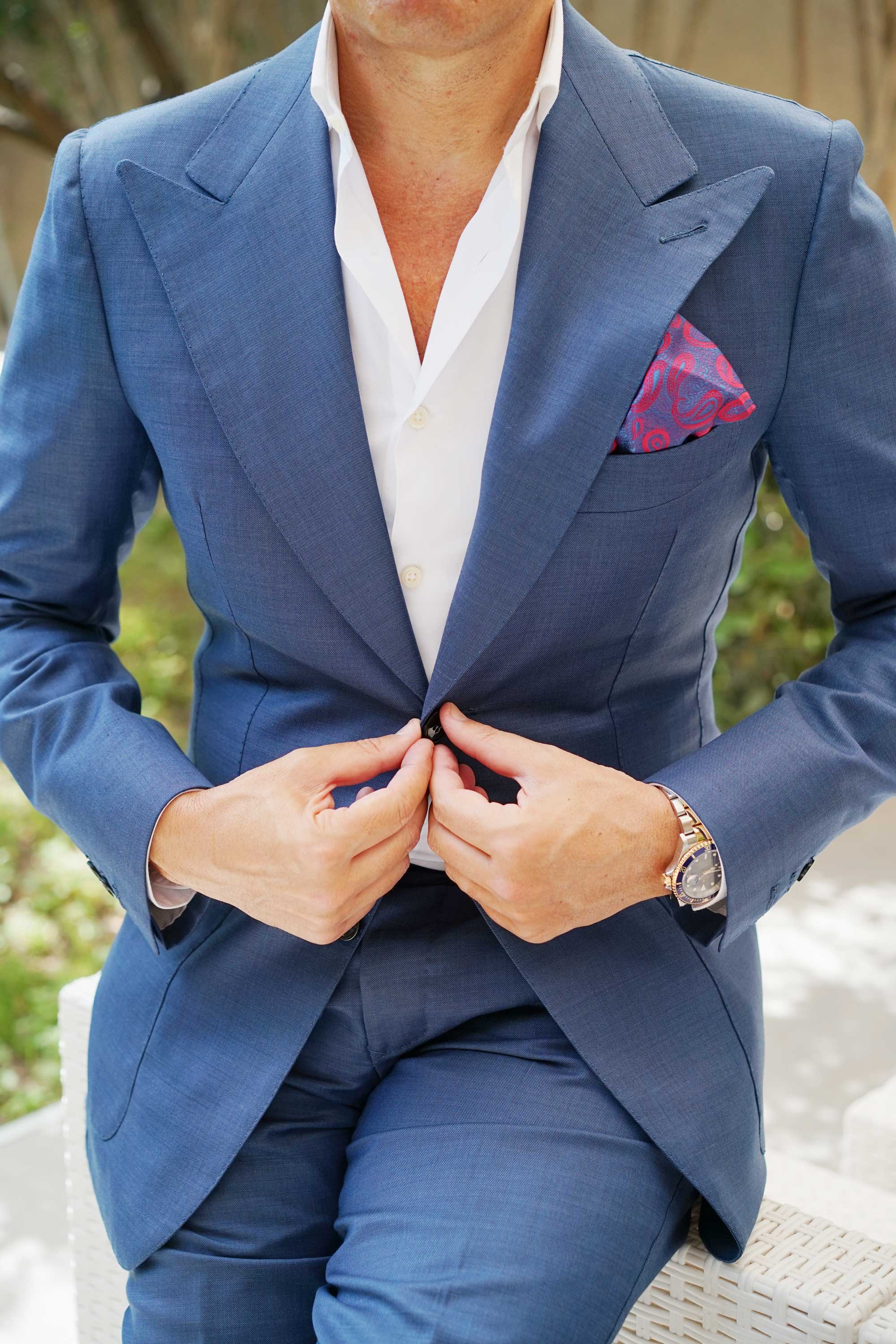 Paisley Purple and Red - Pocket Square - Image 6
