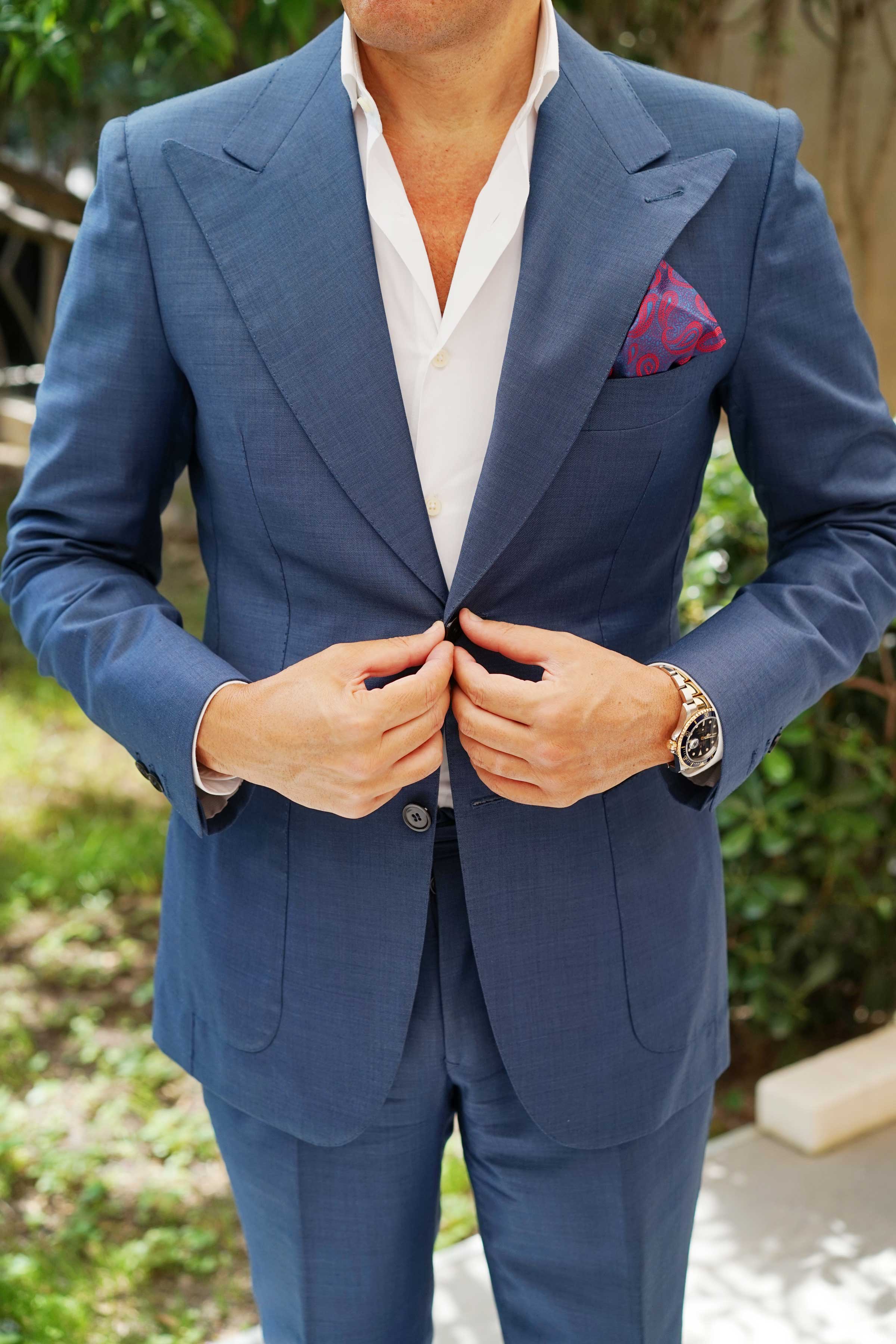 Paisley Purple and Red - Pocket Square - Image 8