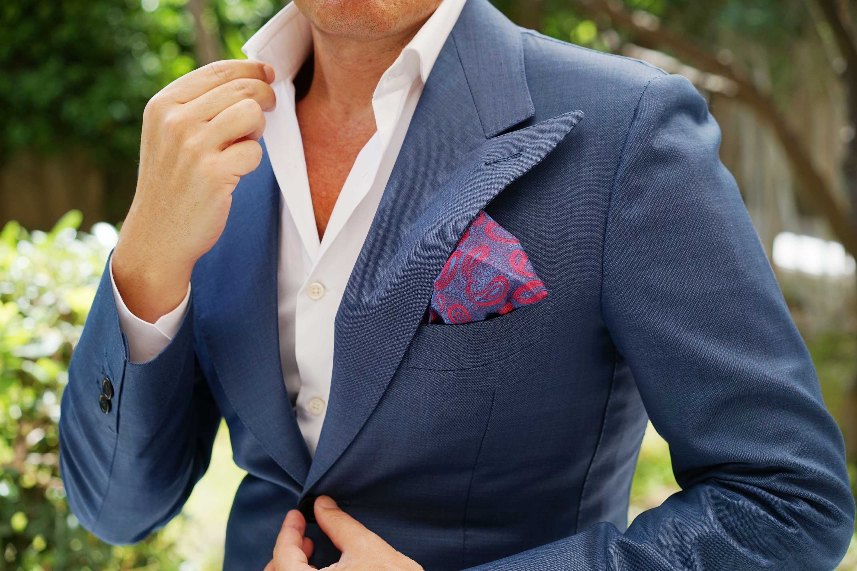 Paisley Purple and Red - Pocket Square - Image 9