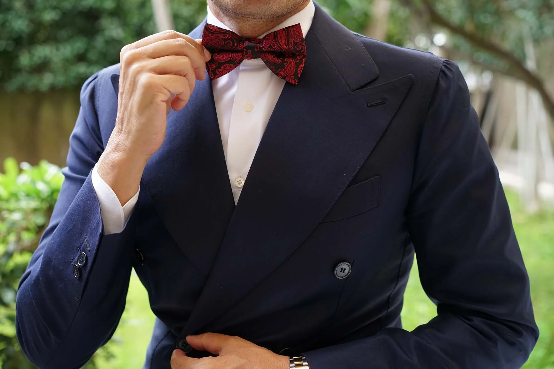 Paisley Red and Black Bow Tie - Image 3