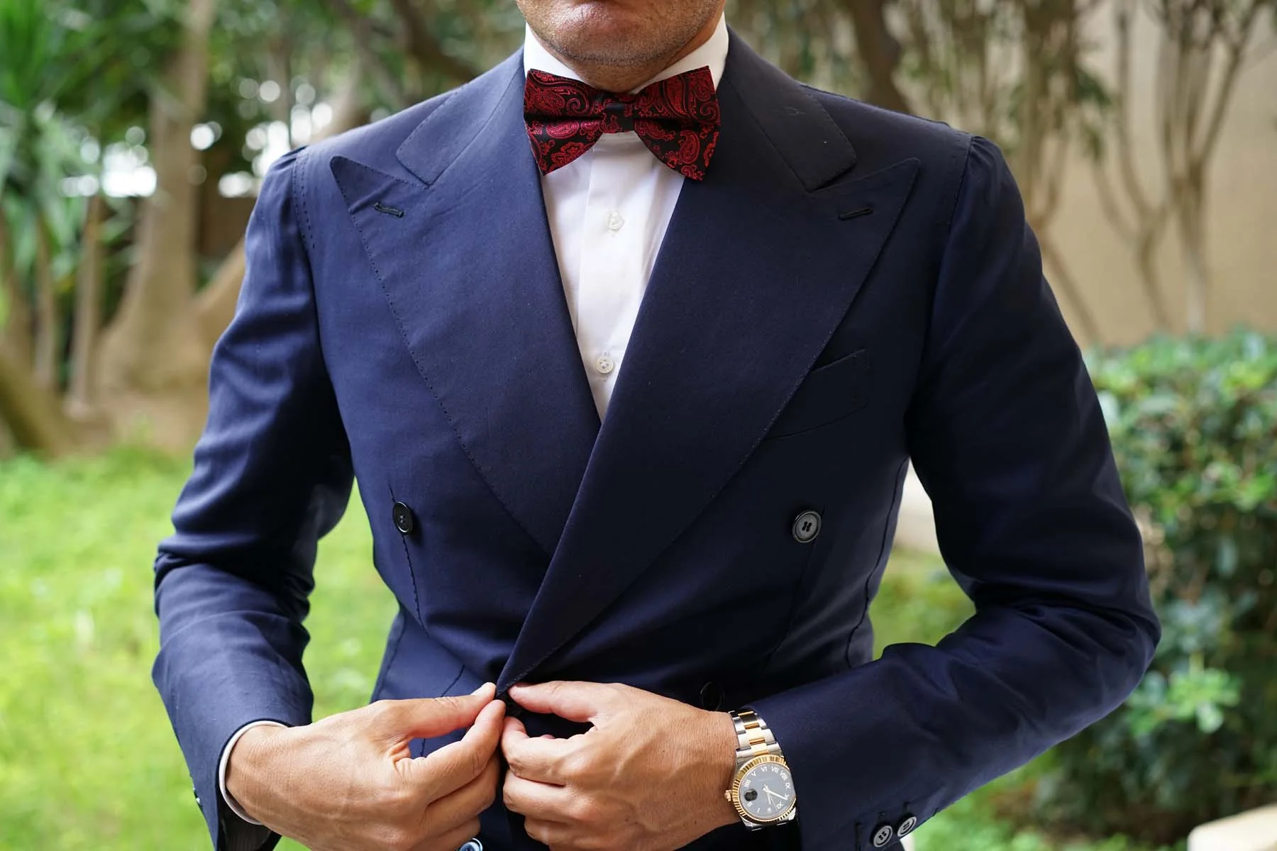 Paisley Red and Black Bow Tie - Image 6