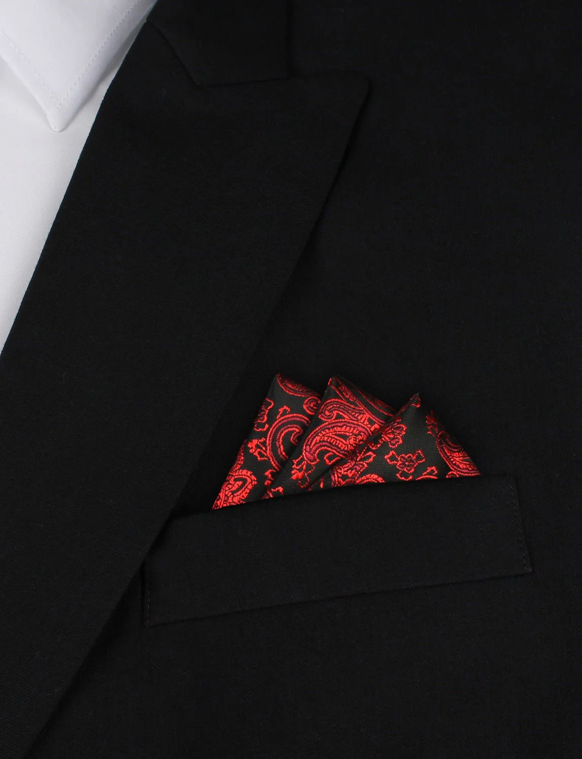 Paisley Red and Black Pocket Square - Image 3