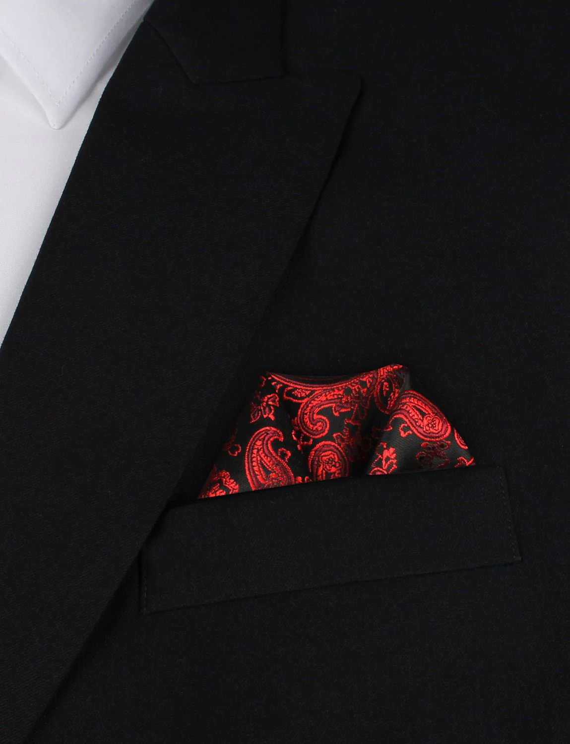 Paisley Red and Black Pocket Square - Image 4
