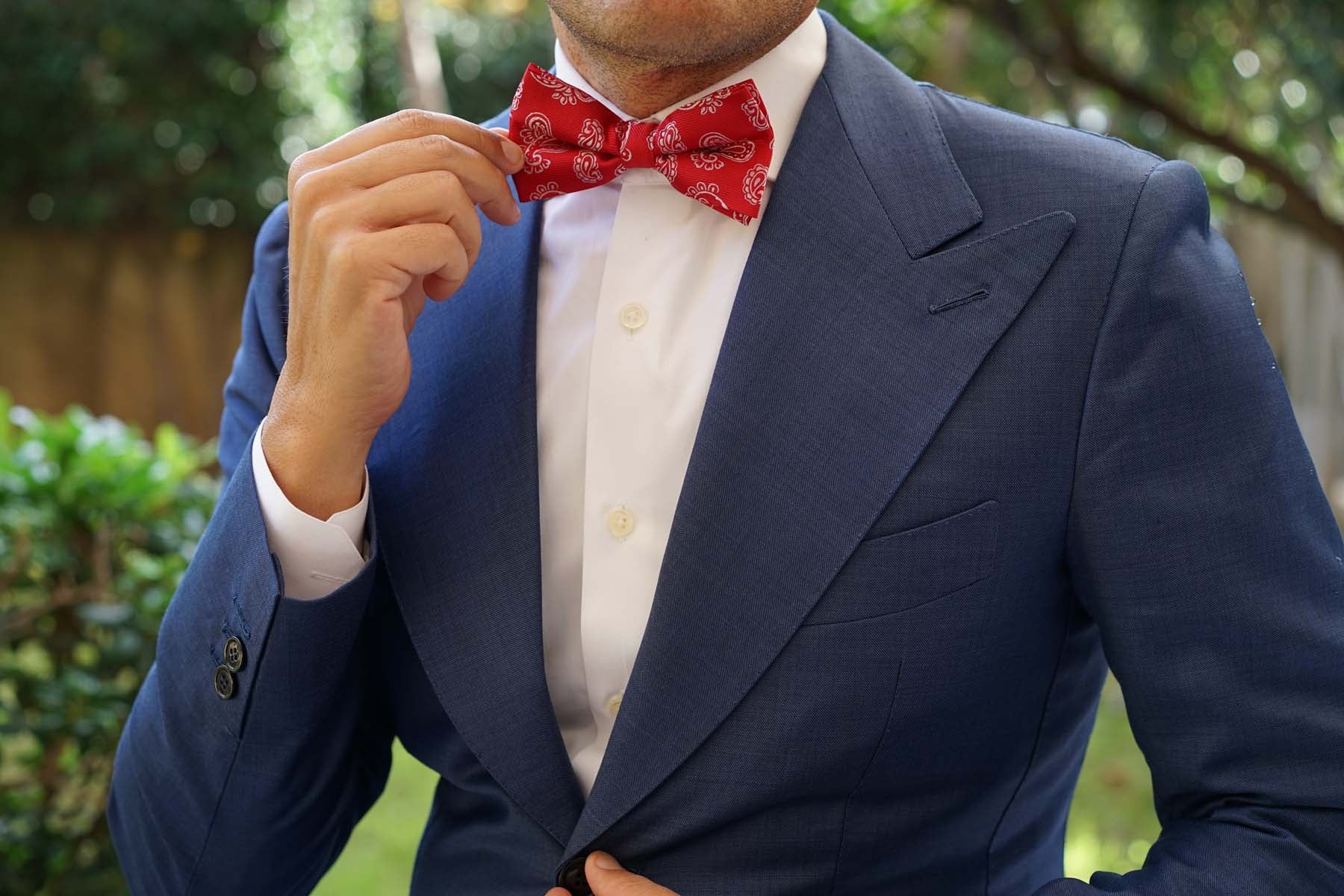 Paisley Red Bow Tie - Image 3