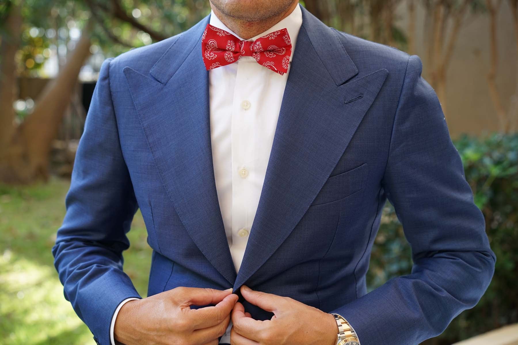 Paisley Red Bow Tie - Image 6